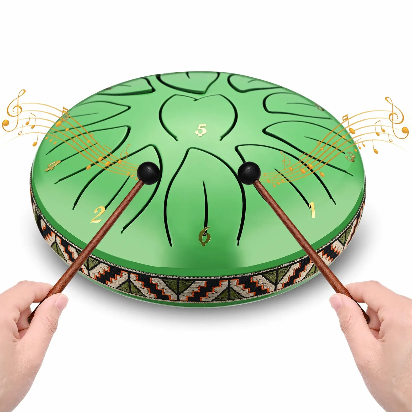 Steel Tongue Drum 6 Pollici 11 Note Tamburo in Acciaio Handpan Tamburo Strumento a Percussione con Bacchette per Tamburi e Borsa per Meditazione Yoga Zazen