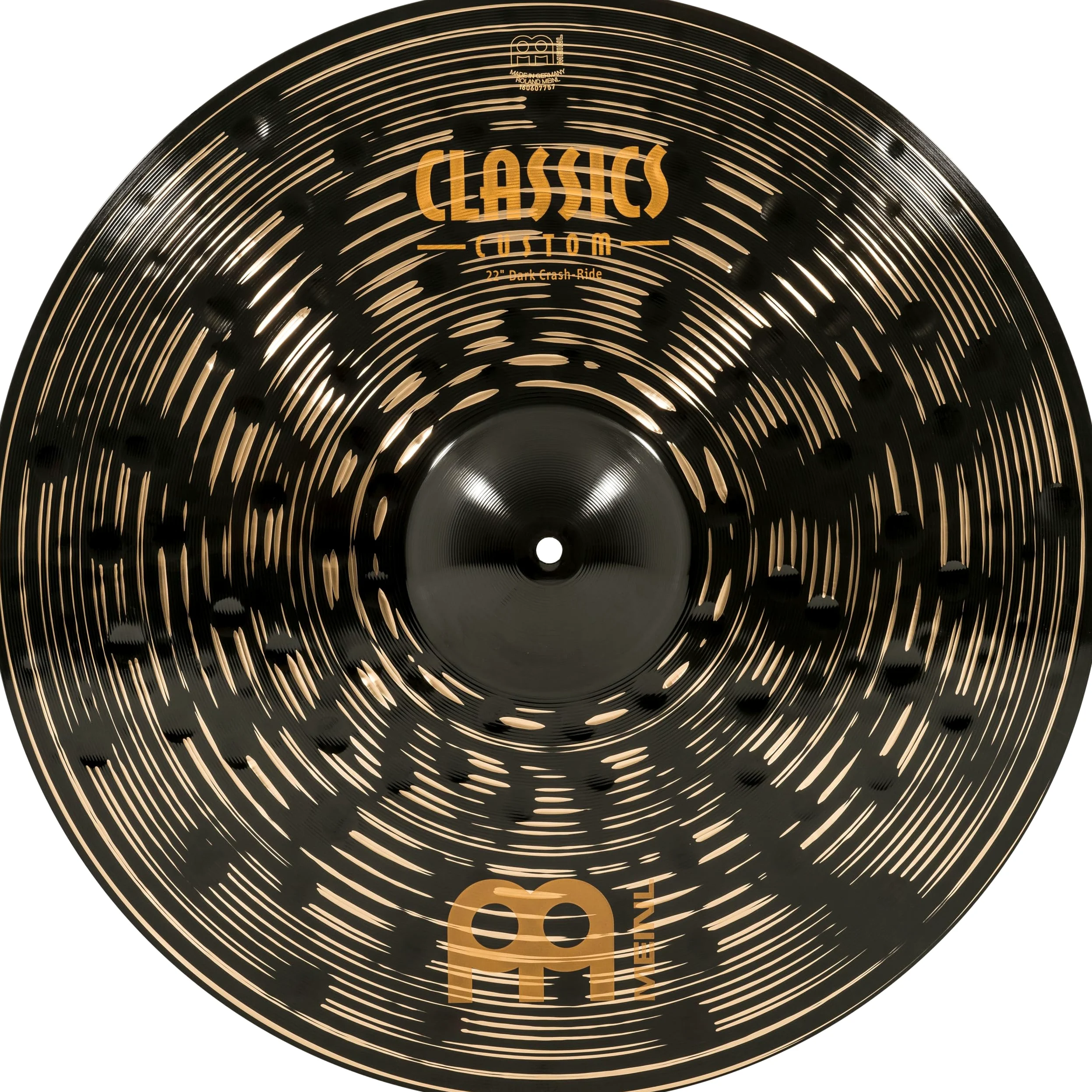 Meinl Cymbals Classics Custom Dark Piatto Crash-Ride 22 pollici (55,88cm) per Batteria - Bronzo B12, Finitura Scura, Prodotto in Germania (CC22DACR)