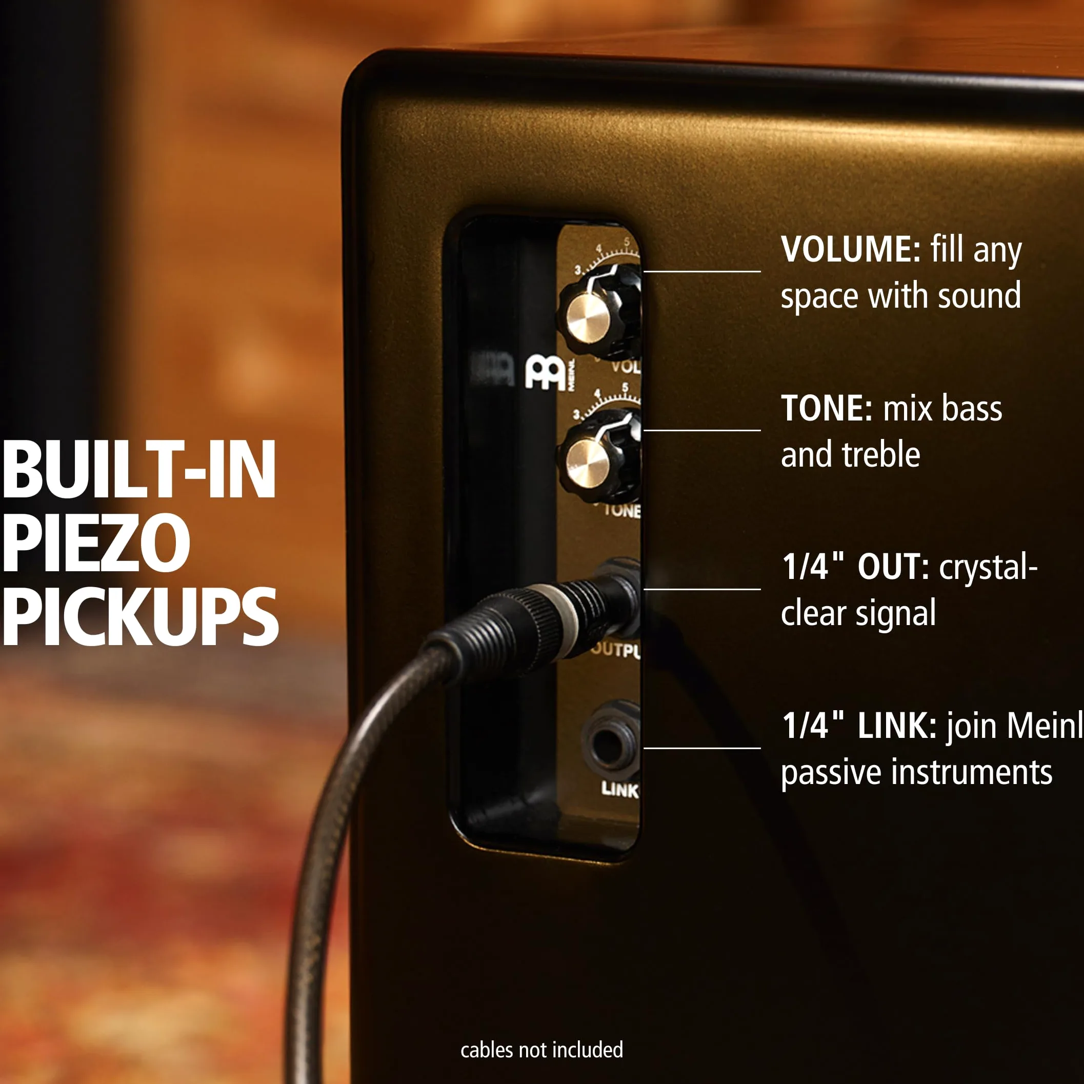 Meinl Percussion Pickup Woodcraft Cajon - Grande Drum Box con Pickup, Rullante e Basso - Superficie di Suono in Makah-Burl (PWC100MB)