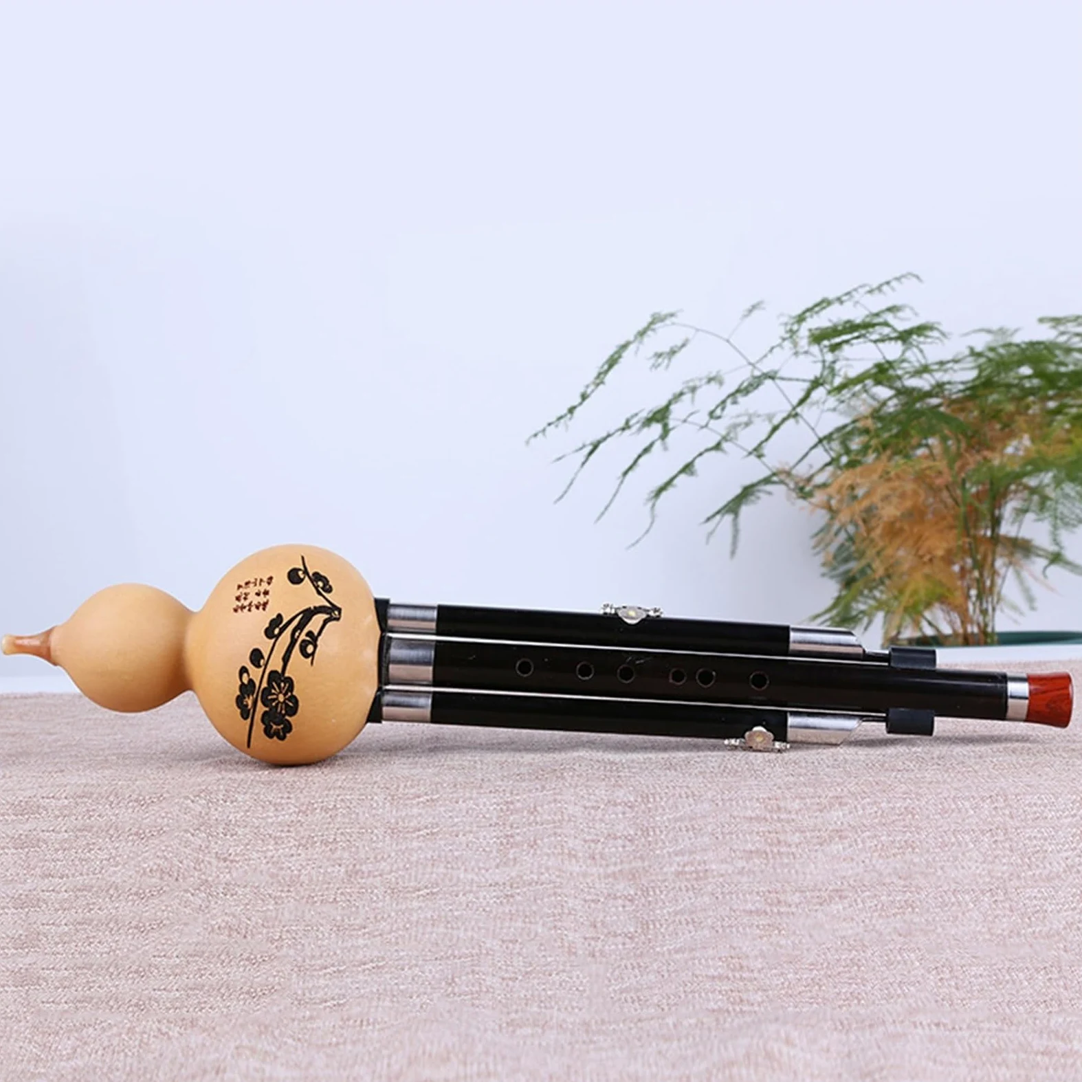 Natural Gourd Black Wood Gourd Flute Adult Beginner C Key/B Flat Hulusi Ethnic Musical Instrument Professionale Hulusi (Color : C key)