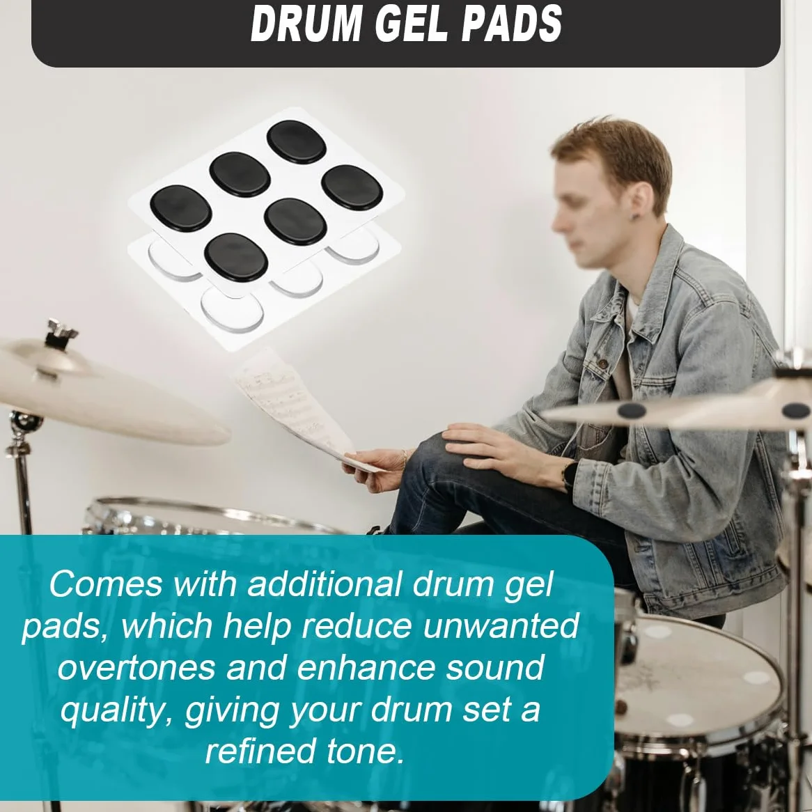 10 pezzi di dadi per piatti a sgancio rapido da 8 mm, bloccaggi per piatti in plastica nera Cymbal Toppers Cymbal Mate Accessori per batteria, con cuscinetti in gel per batteria