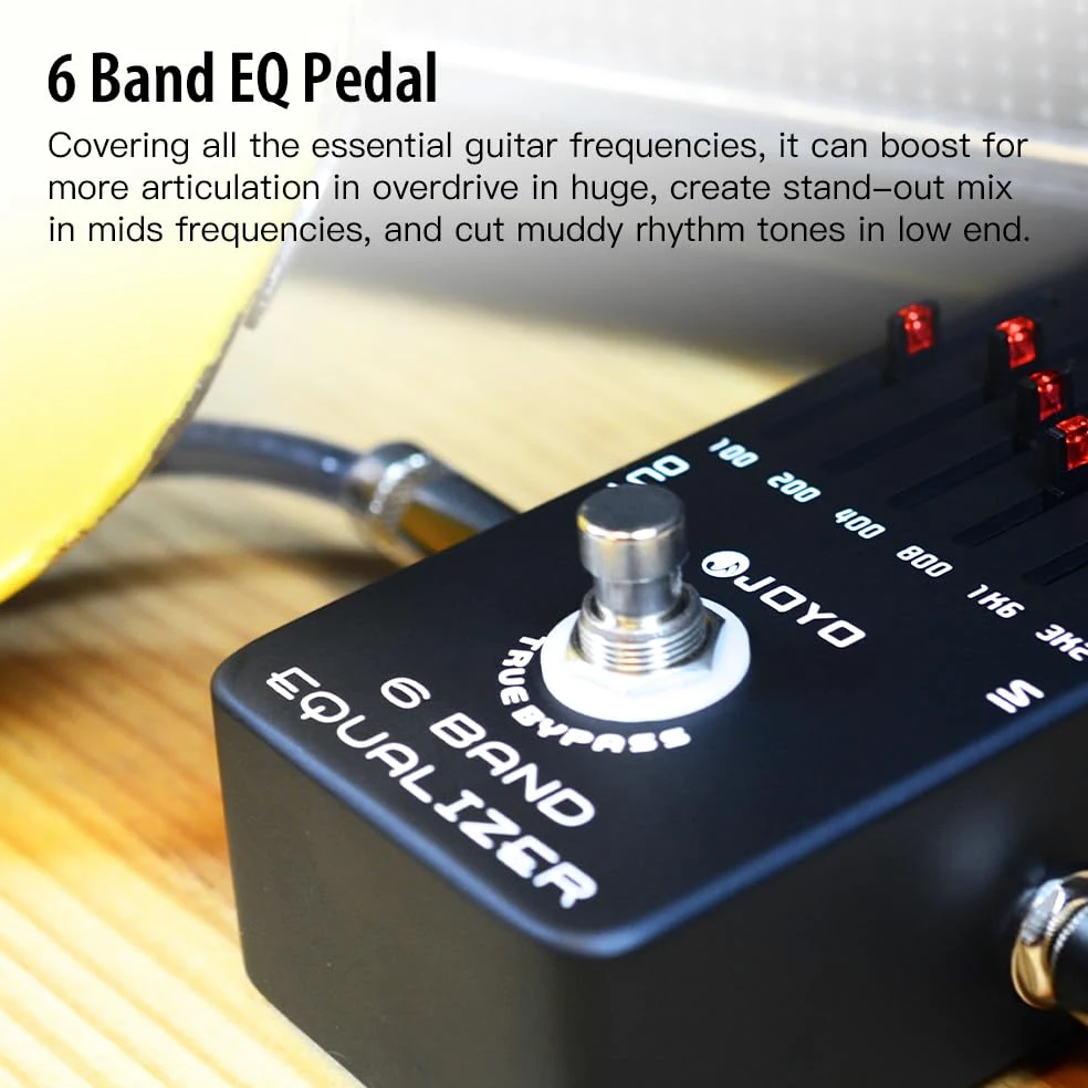 JOYO Equalizzatore per chitarra elettrica a pedale EQ a 6 bande (100Hz 200Hz 400Hz 800Hz 1.6kHz 3.2kHz) Fornisce ± 18 dB per ciascuna banda (JF-11)