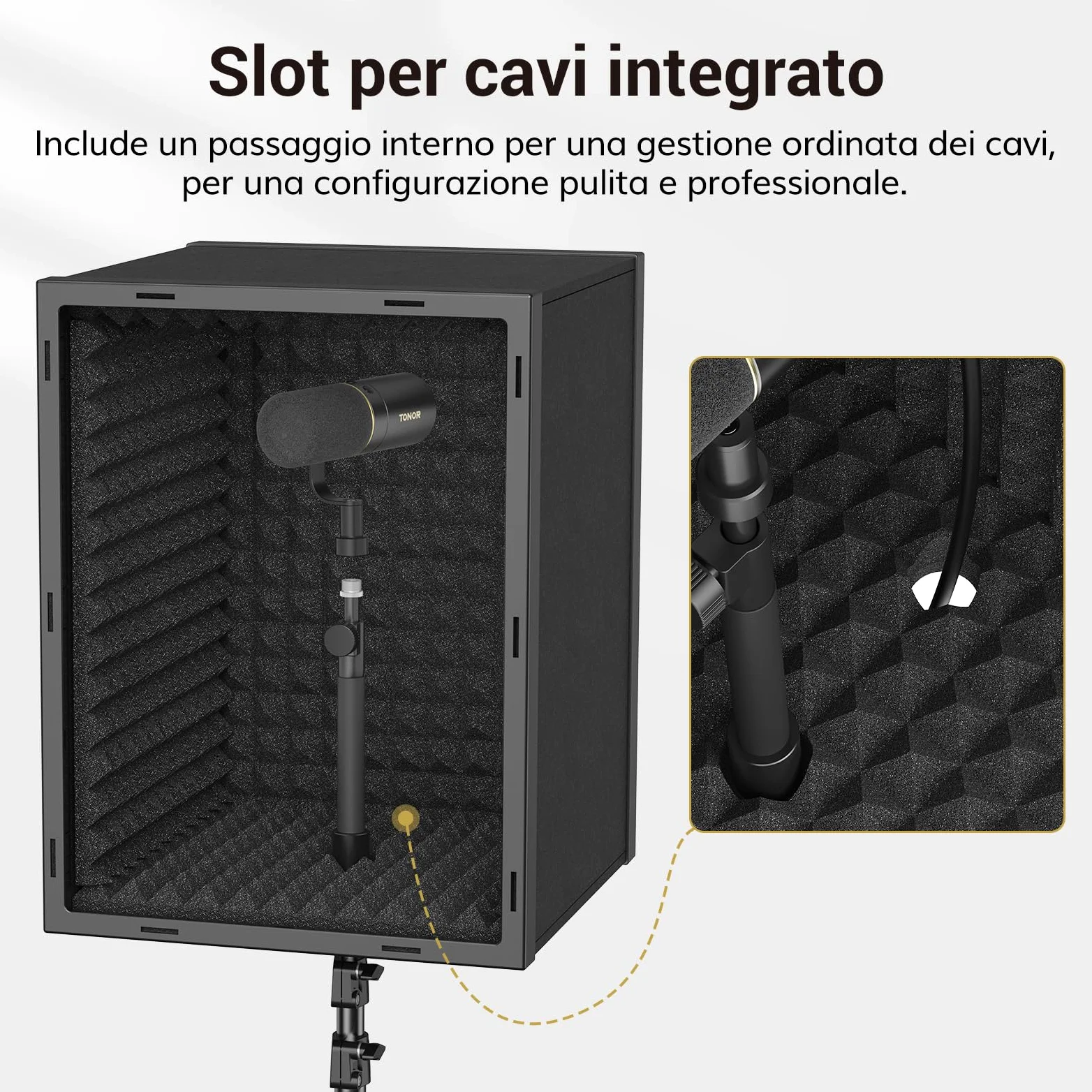 TONOR Targhetta Isolante Microfono per Studio, Scatola in Schiuma Acustica Incorniciata per Registrazioni Professionali, Filtro Microfono per Assorbimento Acustico, Cabina di Canto, Podcast, 190 cm
