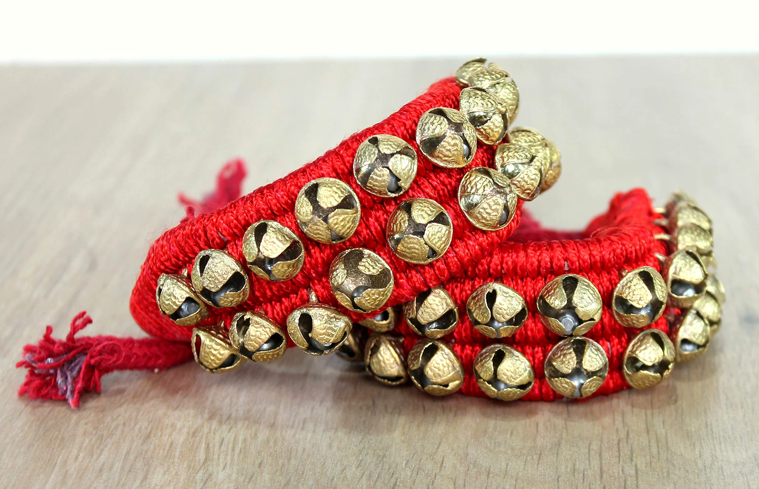 eSplanade Ghungroo Danza (20 + 20) Rosso 2 Linea con Cuscini | Campana, Ghungru 2 Line Red Pad