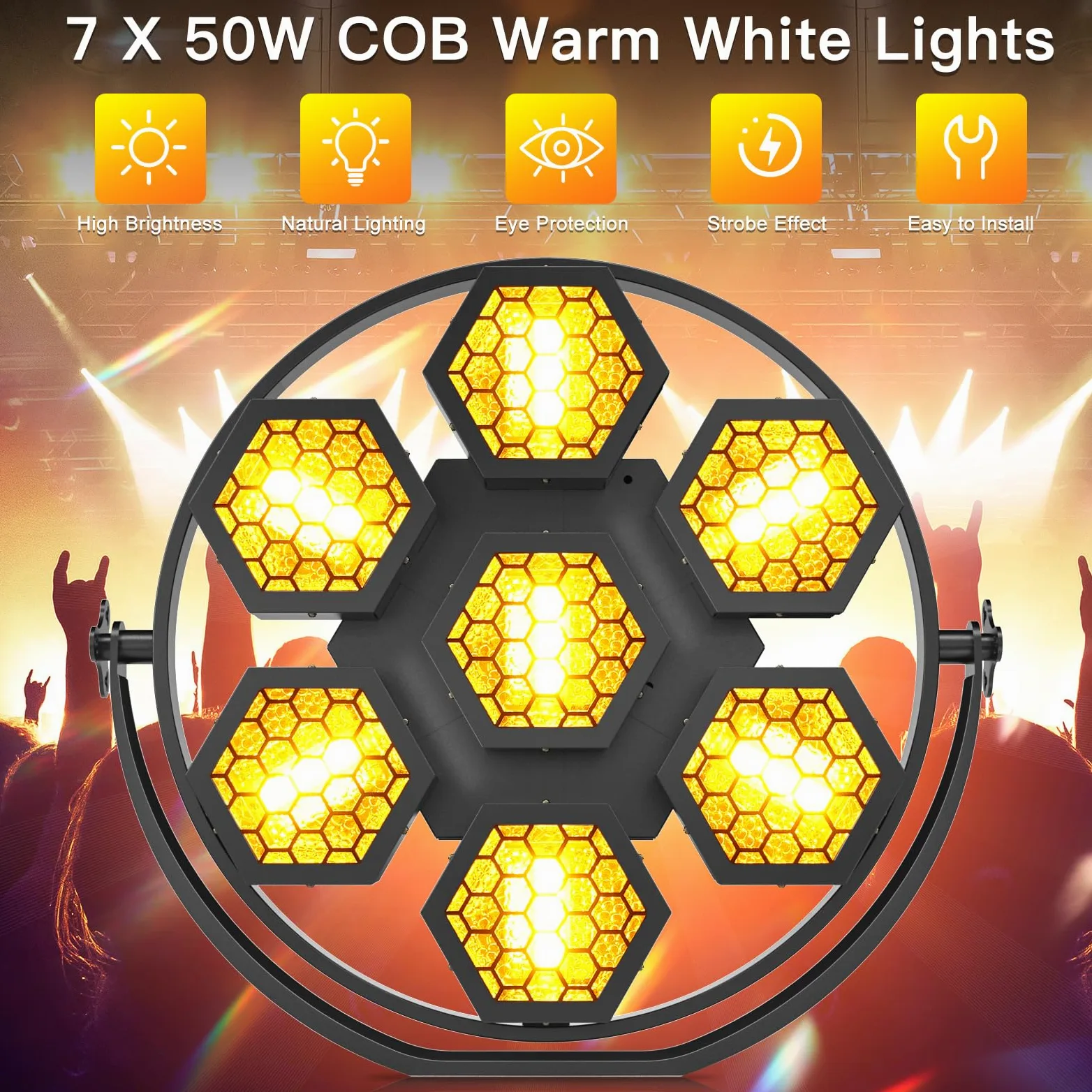 350 W COB PAR Illuminazione per palcoscenico, proiettore COB retrò con effetti RGB, supporta automatico/attivazione audio/controllo DMX/luce lampo per teatri, spettacoli, feste e festival musicali