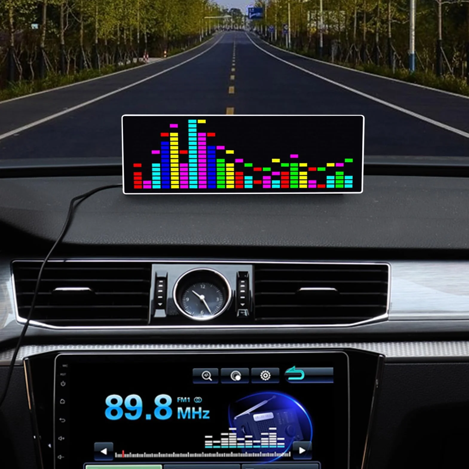 Display dello spettro musicale, analizzatore musicale a LED, analizzatore dello spettro audio, misuratore di controllo del suono colorato, 12 effetti dinamici e 7 effetti cromatici