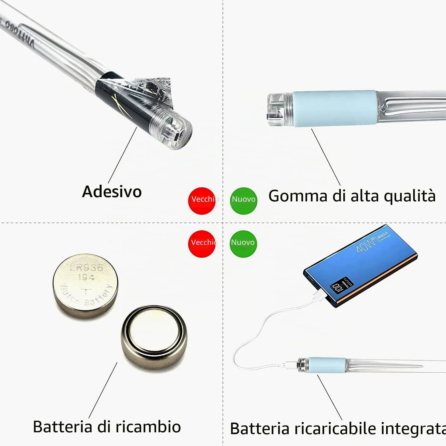 Vhffoso - Bacchette per batteria cambiacolore a luce LED, ricaricabili, 15 colori, con custodia, si illuminano al buio, in plastica, per adulti, personalizzate (2 pezzi/confezione)
