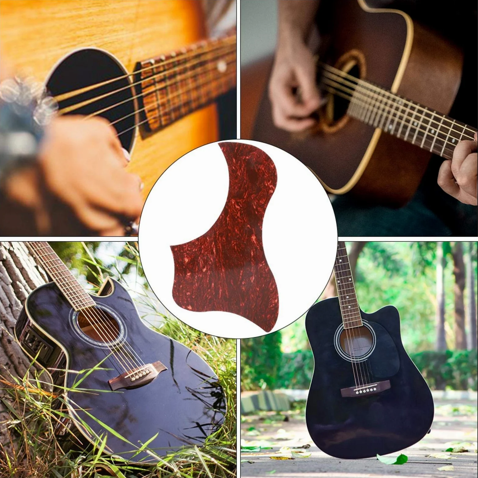 Battipenna per Chitarra Acustica, Adesivo Protettivo Design Anatra Tartarugata Rossa, PVC, Accessorio Universale per Chitarra Acustica Folk