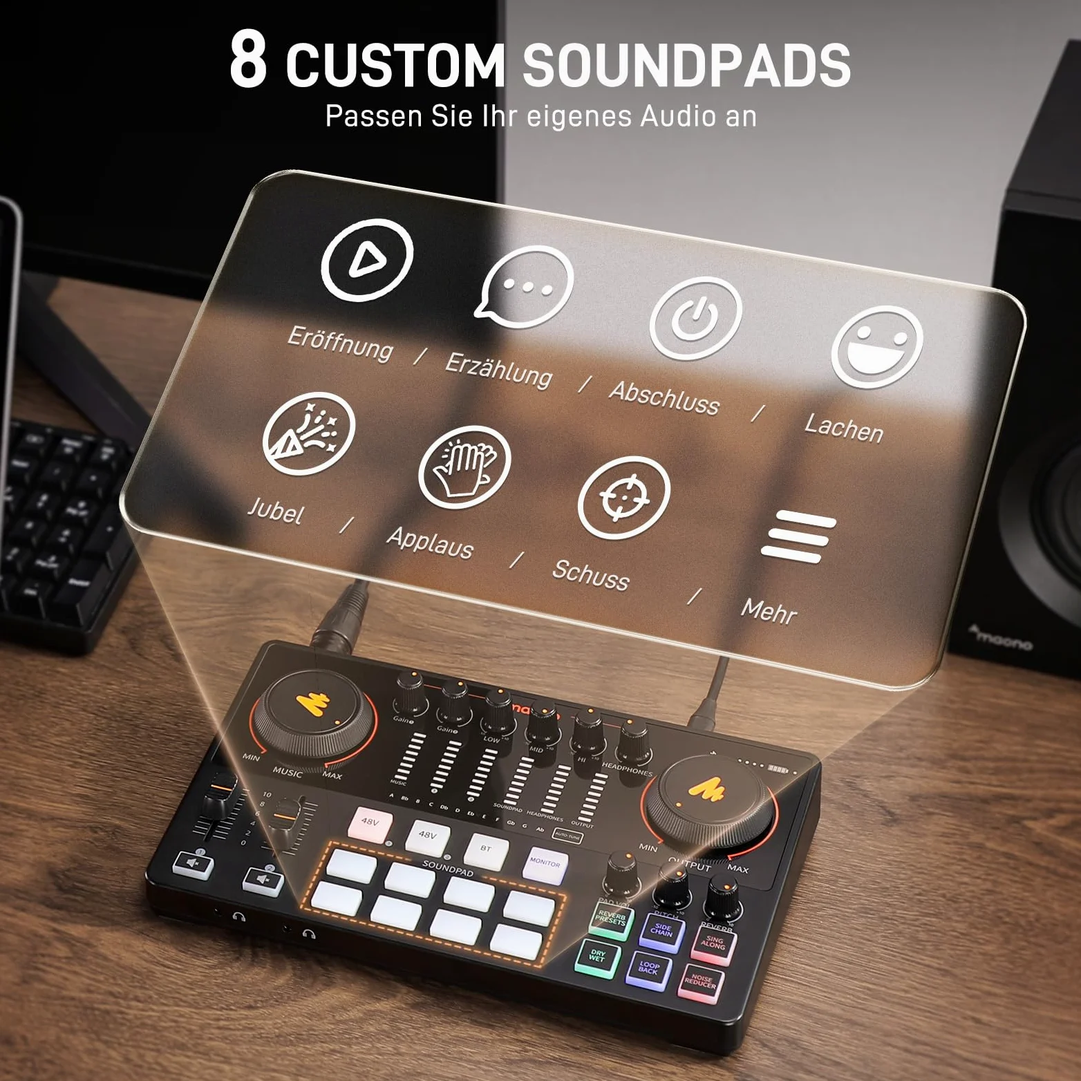 MAONO Pacchetto di apparecchiature podcast: mixer di interfaccia audio con due ingressi XLR per lo streaming di podcast MaonoCaster E2 Gen2