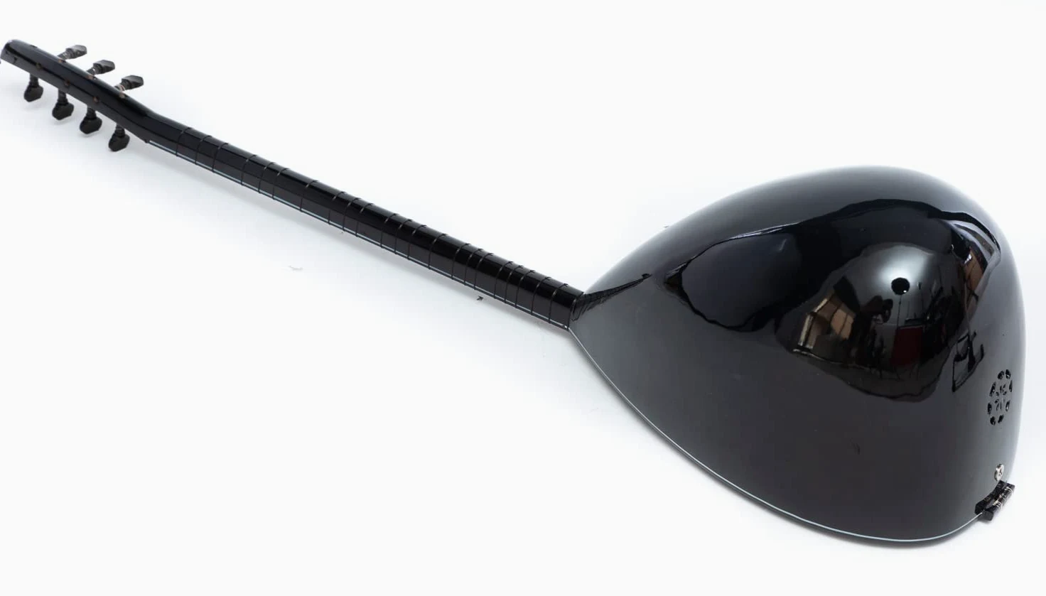 Saz nero a collo lungo con pickup incorporato, strumento turco di qualità fatto a mano