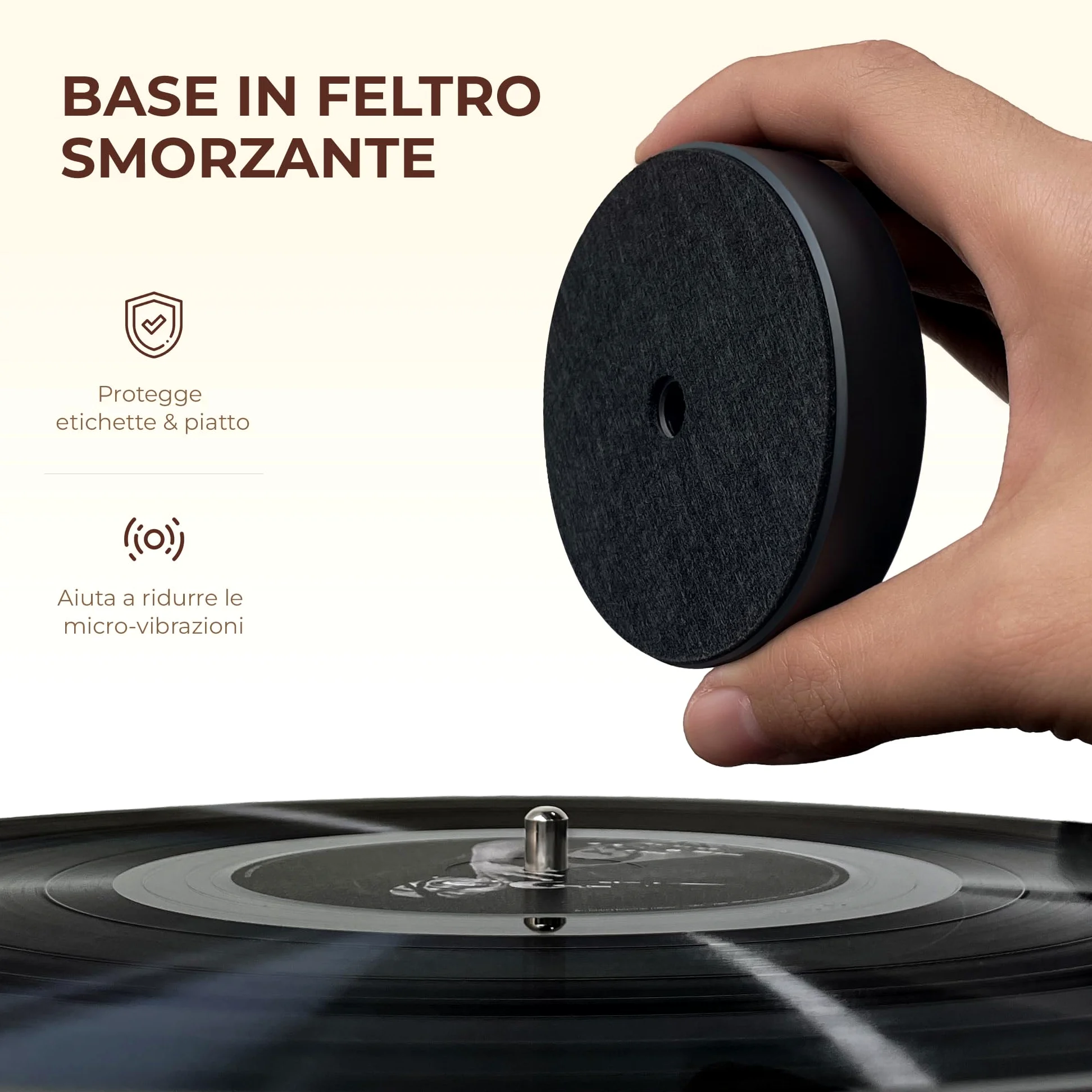 QLEARSOUL Peso per vinile 200 g（±5 g） per giradischi – Peso equilibrato in alluminio con base in feltro, riduce le vibrazioni e migliora la stabilità del disco