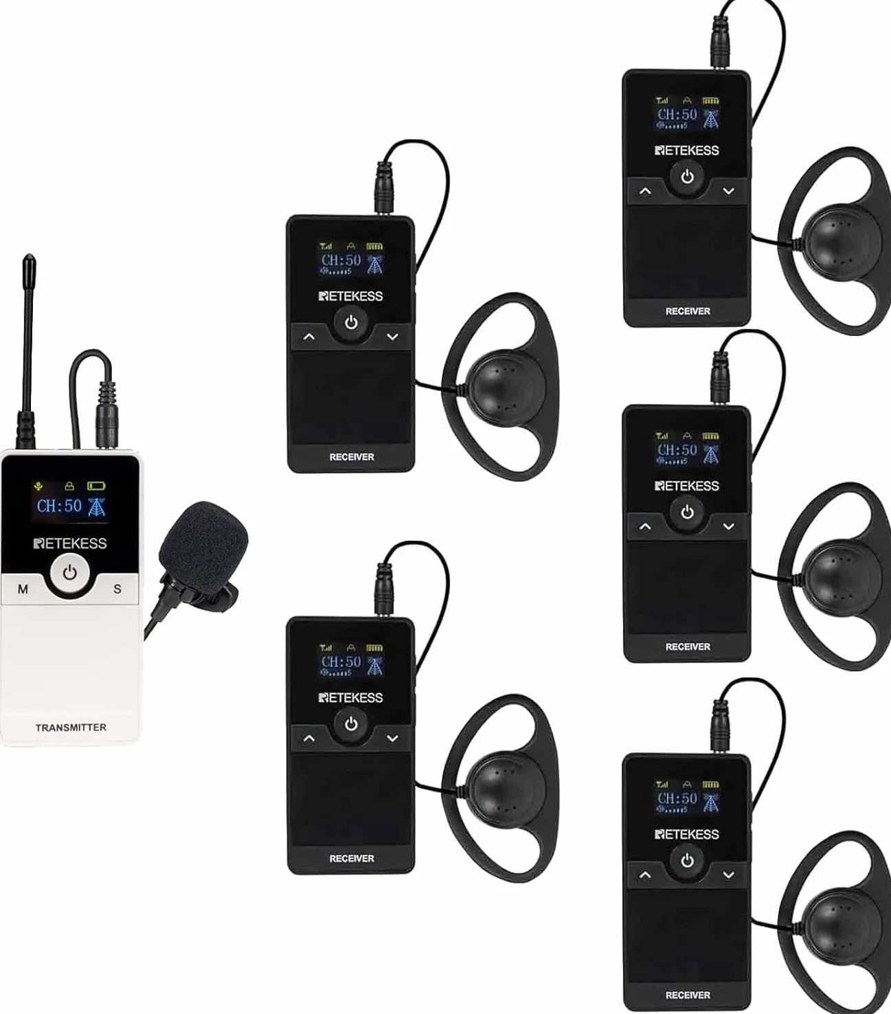 Retekess TT116 Wireless Tour Guide System, Sistema di Guida Turistica, Riduzione del Rumore, 200 m, Microfono per Guida Turistica, Set di Guida Turistica per Turismo, Fabbrica, Università
