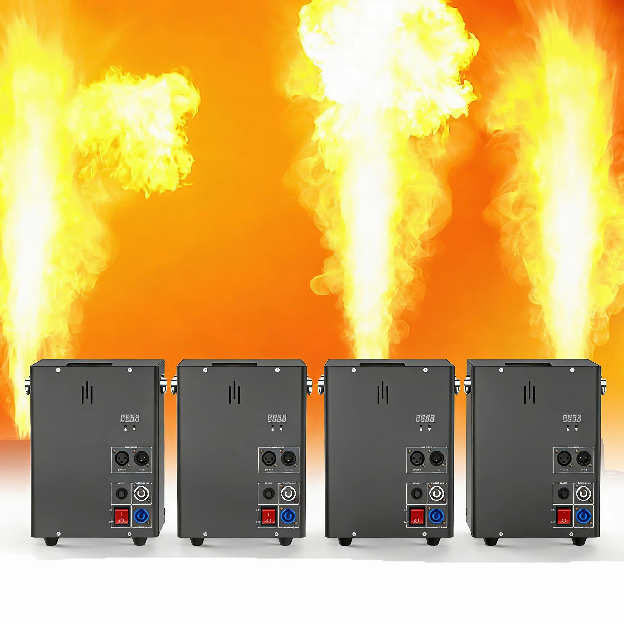 4 pezzi Proiettore di fiamme DJ Jet Flame da 180 W con controllo d-MX, adatto per concerti, spettacoli, feste, Halloween, Natale ed eventi sportivi