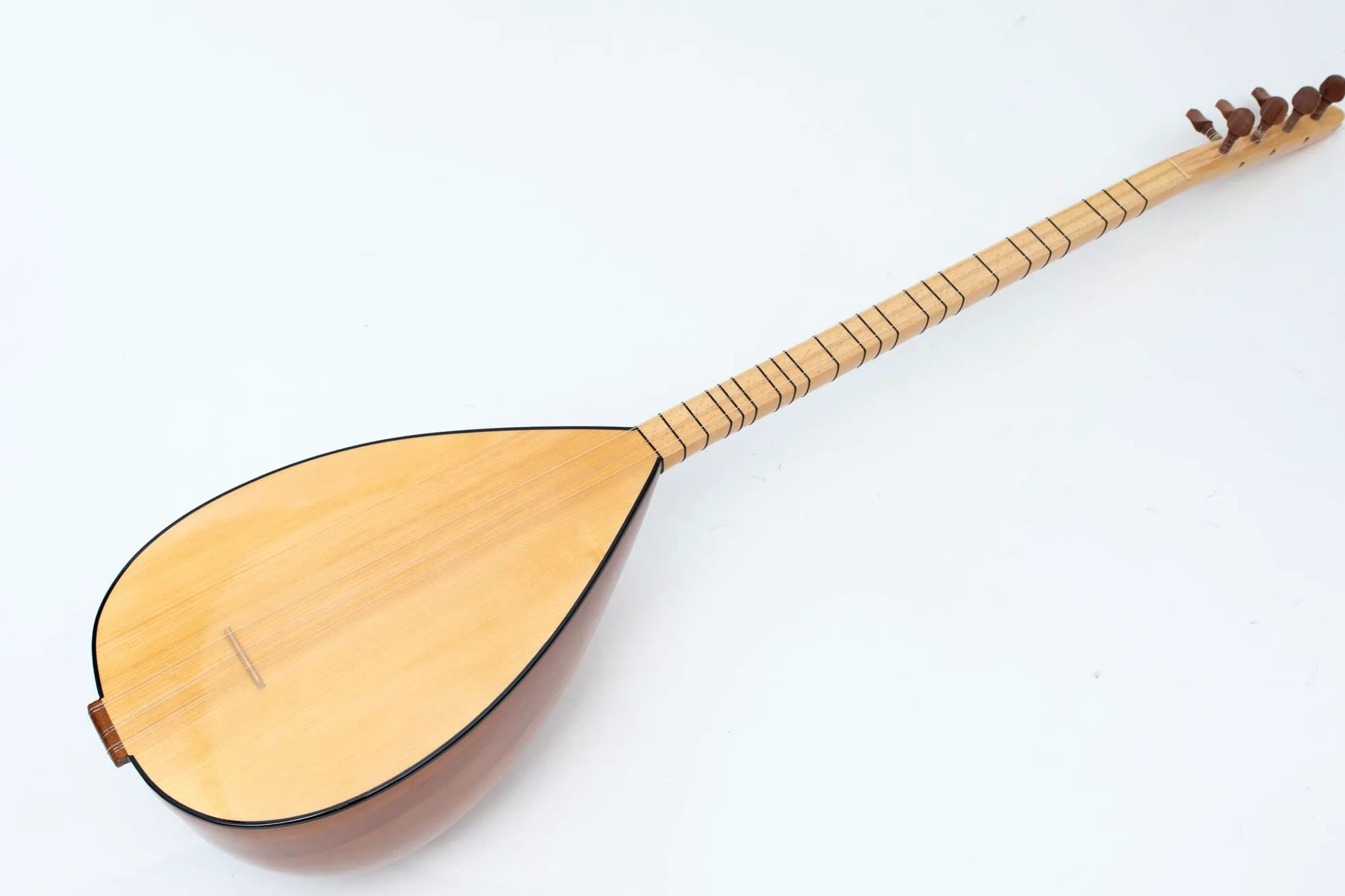 Saz turco a collo lungo in legno di ciliegio con pickup, strumento fatto a mano al 100%.