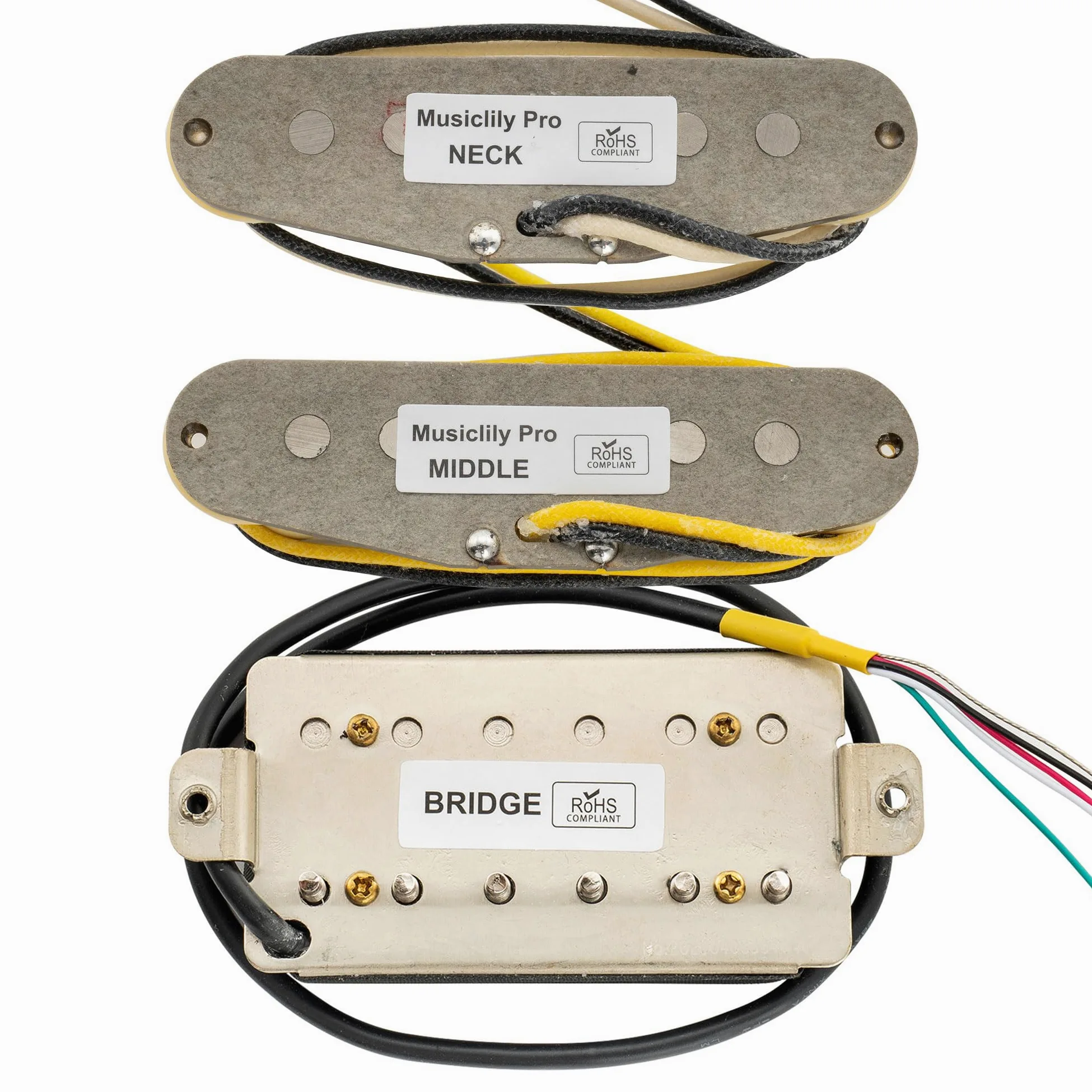 Musiclily Pro ST-TX Alnico 5 Pickup Single Coil e Humbucker Scoperto ST-HSS Manico Centrale Ponte Set per Chitarra Elettrica tipo Strat, Zebra