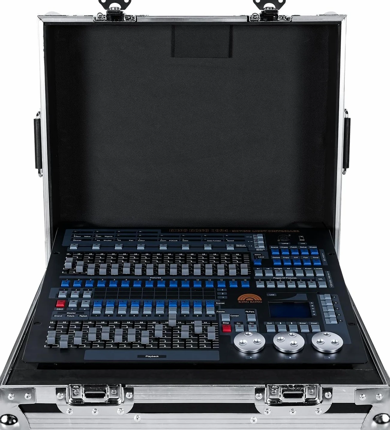 Controller DMX, Console DMX 1024 canali con Flight Box, Controller da discoteca DMX 512, Spettacolo di luci, Festa, Controller DJ con testa mobile