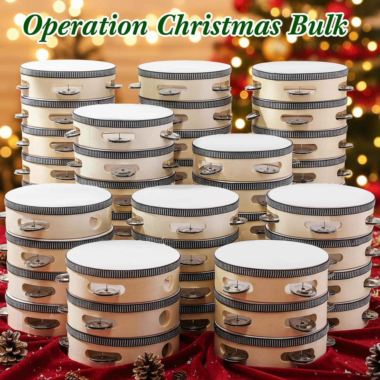 50 pezzi 10,2 cm Tamburello nuziale Bulk Drum per adulti Hand Held Percussioni Regalo Legno Metallo Jingles Musicale Educativo Drum Strumento per Chiesa Festa di Nozze Bomboniere