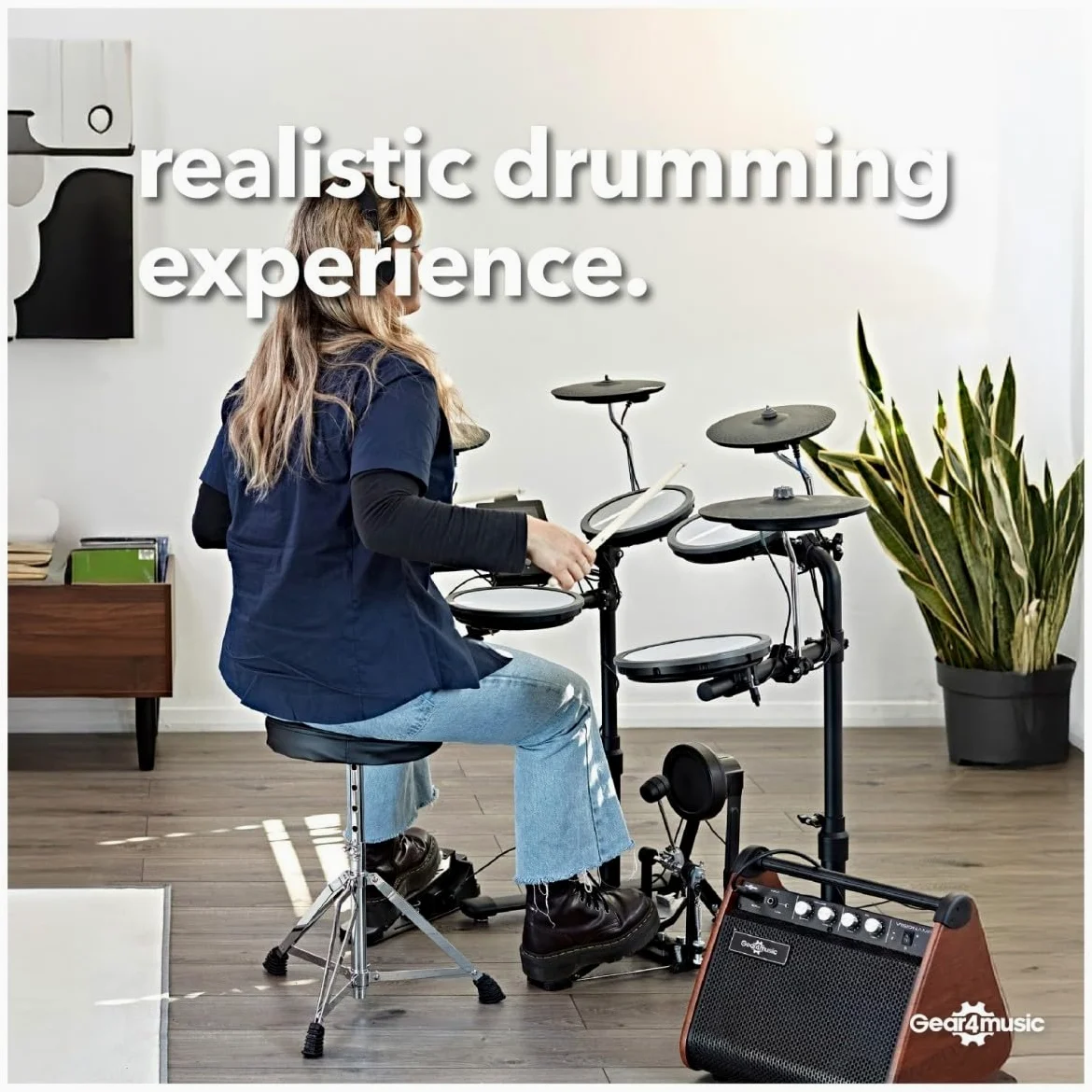 VISIONDRUM-PRO Batteria elettrica con cuffie - Mesh Pads Batteria elettronica per bambini e adulti