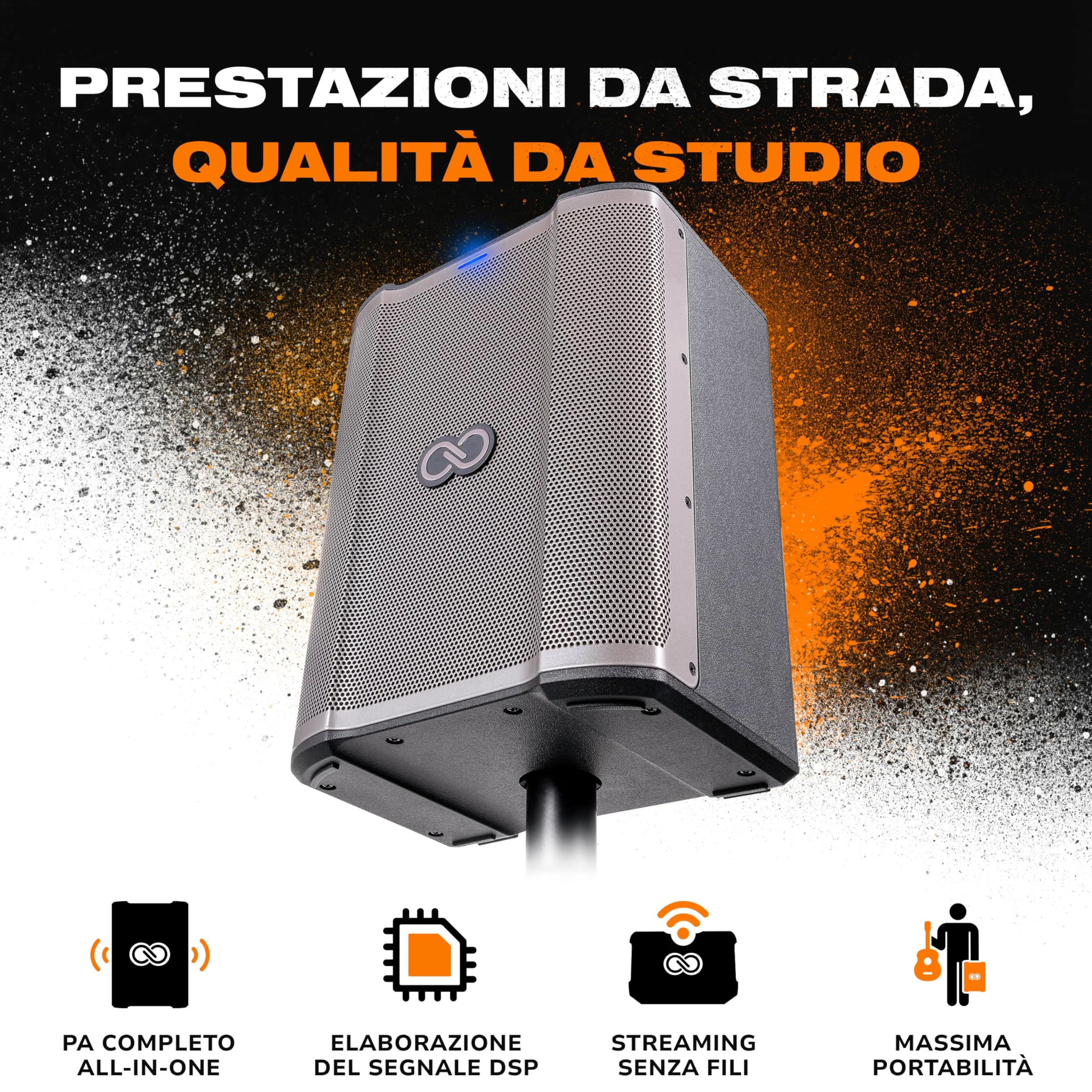 SHEERAN Special Edition Busker - PA portatile da 200 W con batteria ricaricabile, Bluetooth, mixer a 3 canali, effetti Alesis, app, ricarica USB