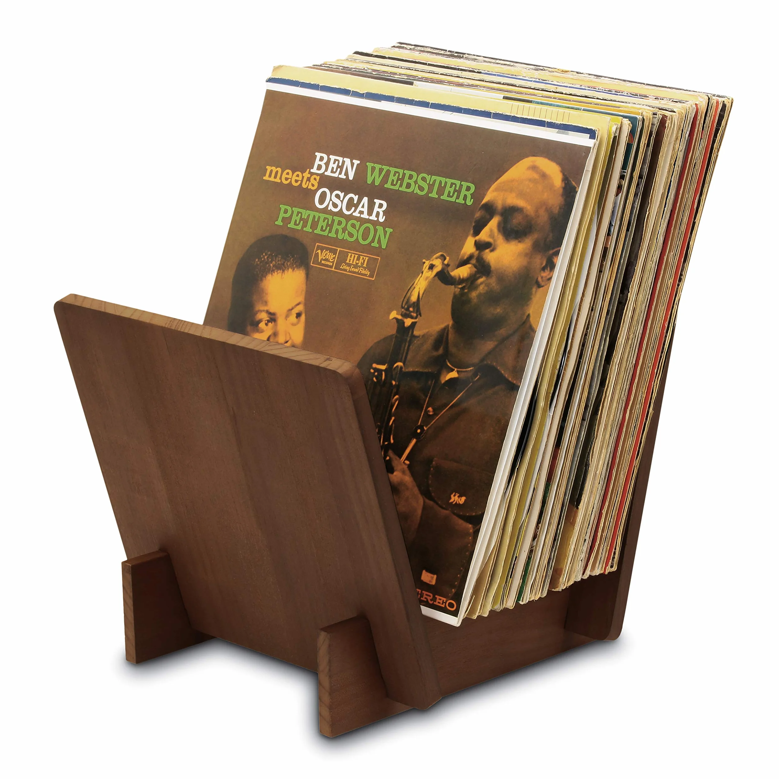 Dynavox LP Stand ST40, Scatola di conservazione per dischi in vinile in legno di pino, per fino a 40 LP e singoli, marrone scuro