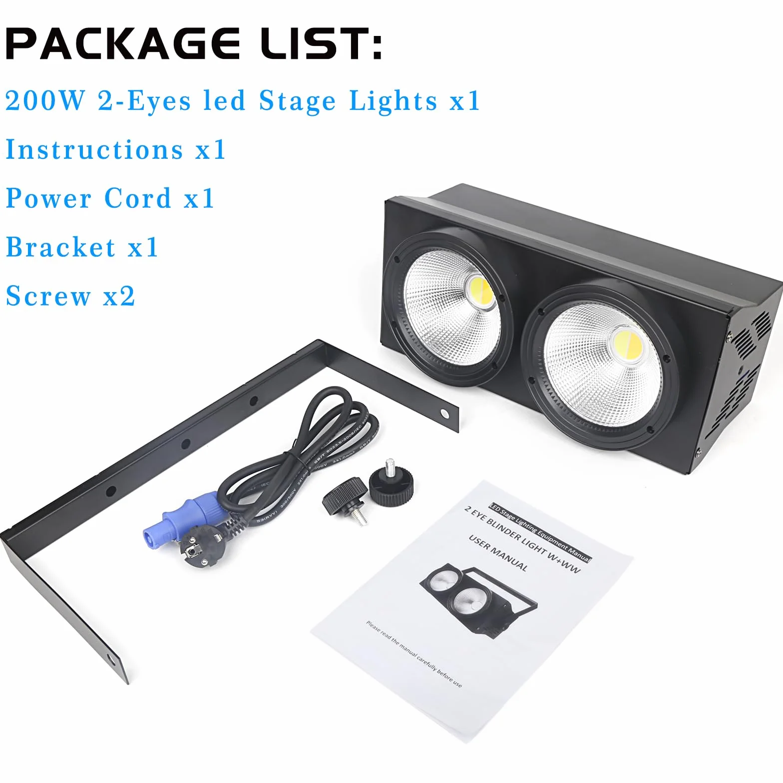 WECAN 200 W LED cieco PAR, luce LED a 2 occhi, luce bianca calda, controllo DMX, stroboscopio COB attivato dal rumore per teatro, chiesa e eventi DJ (confezione da 2)
