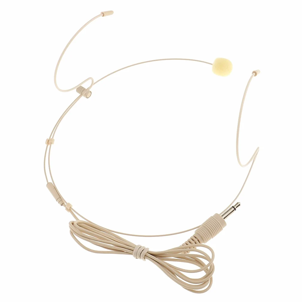 MagiDeal Professionale Gancio Auricolare Microfono A Testa Intestata Microfono Headworn per Palco Case di Culto Presentatori Docenti - Beige-3.5mm