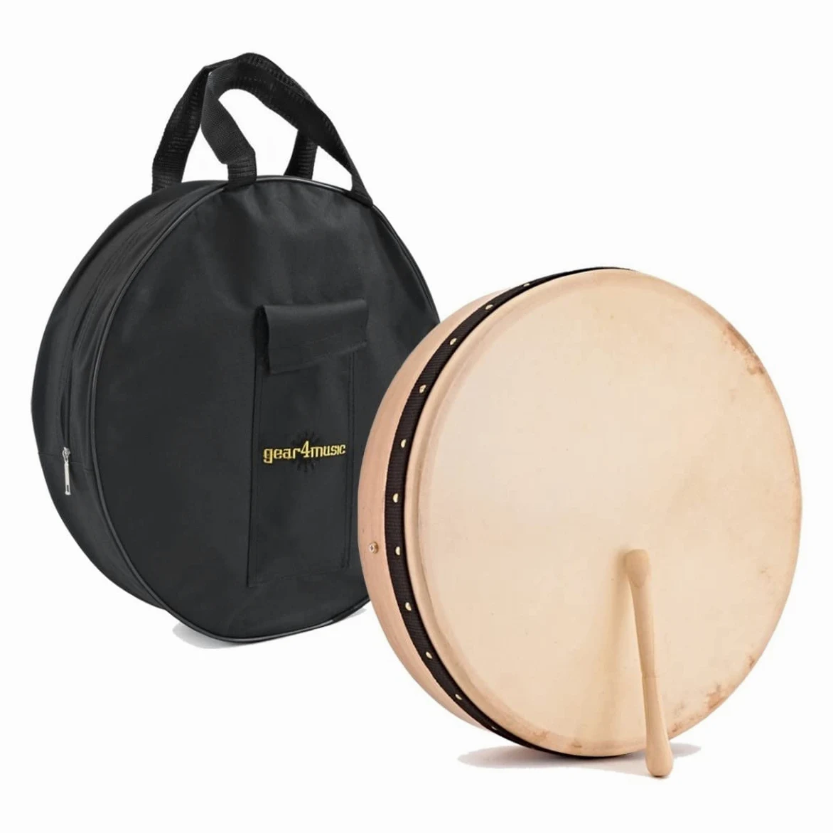 Gear4music Bodhran 18 pollici - Tamburo a cornice irlandese con borsa e battente