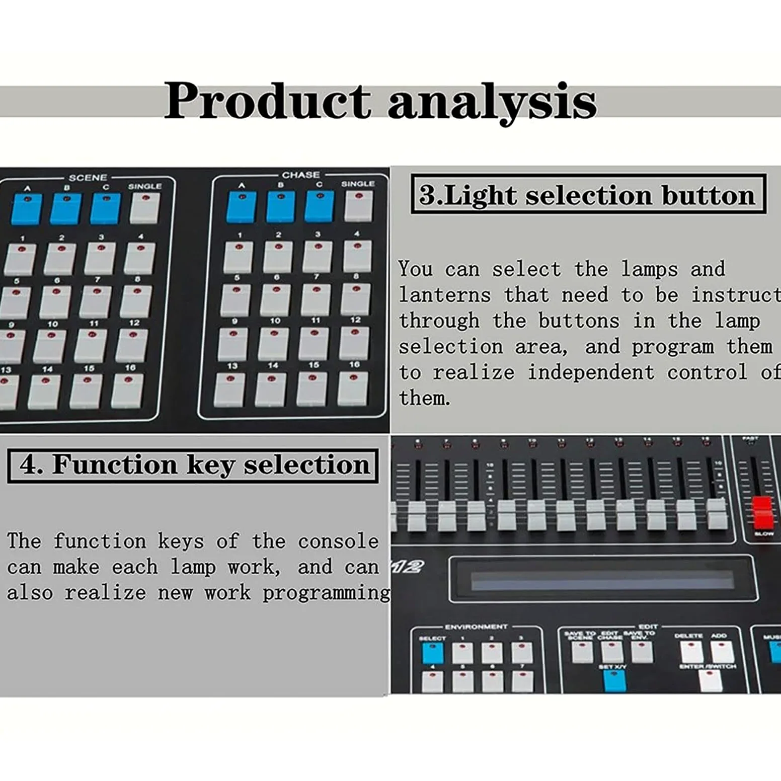Controller DMX, Console DMX 512, Controller Illuminazione Discoteca Dj, Mixer Luci di Controllo Luci da Palco Professionali, Pannello Controller Console Illuminazione