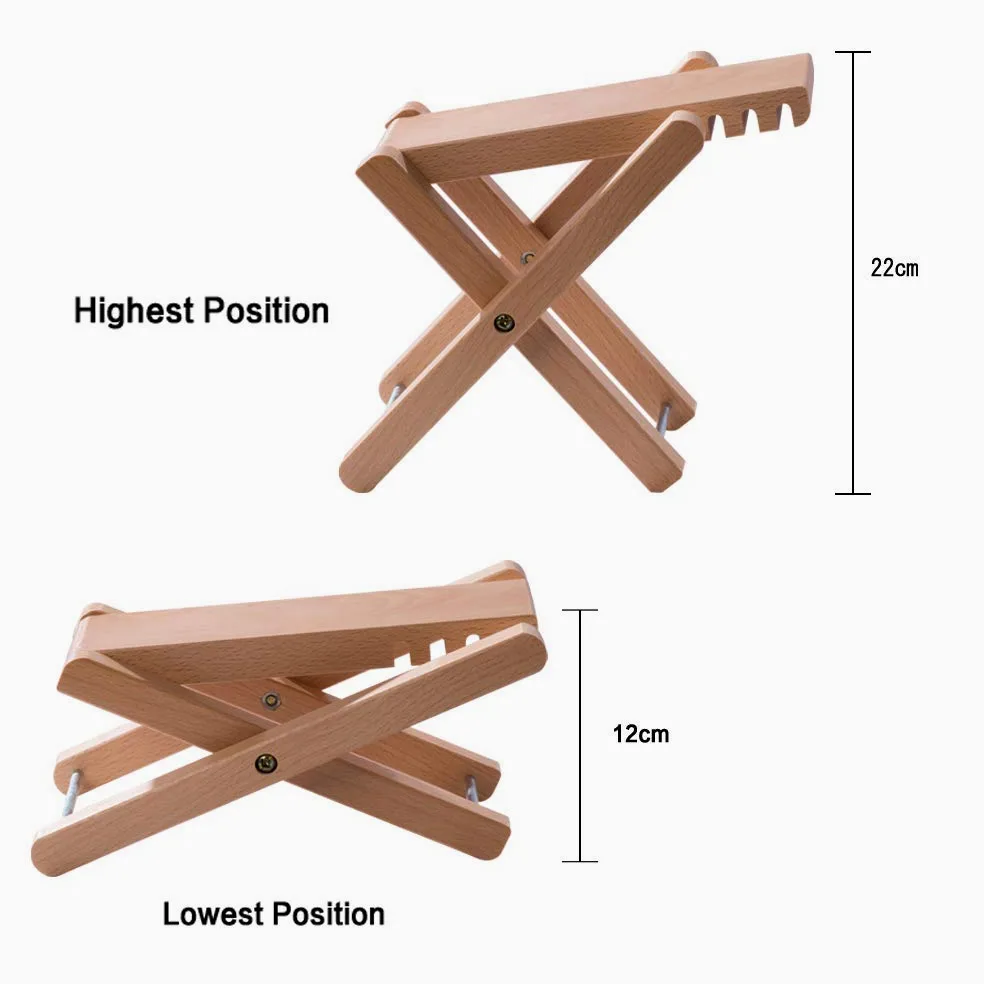 Rayzm Piedino per chitarra classica, poggiapiedi con 4 altezze regolabili da 12 cm a 22 cm, pedale banjo in legno massiccio