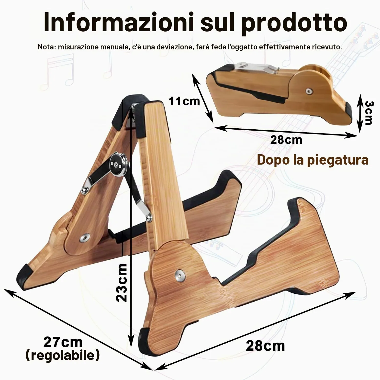 SUNOYA Supporto per Chitarra Pieghevole, Portatile e Stabile, per Chitarra Classica, Acustica ed Elettrica