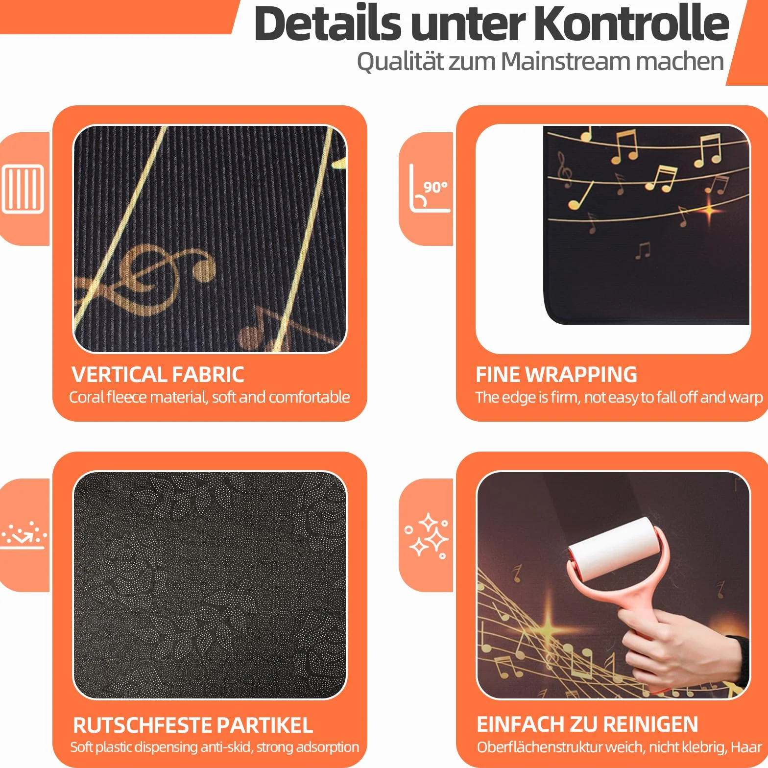 OUUTMEE Tappeto per batteria Drum Tappeto con motivo simboli musicali 182x122cm