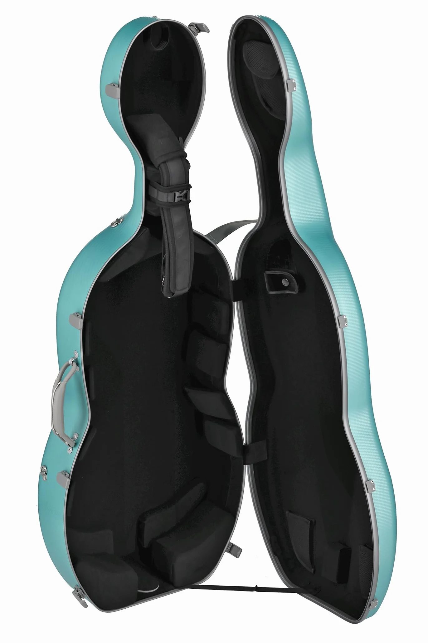 GEWA Custodia per violoncello FUN Series policarbonato 4/4 Verde/Grigio, interno nero, 2 cinghie zaino rimovibili, tasca accessori, sospensione imbottita, maniglia laterale aggiuntiva