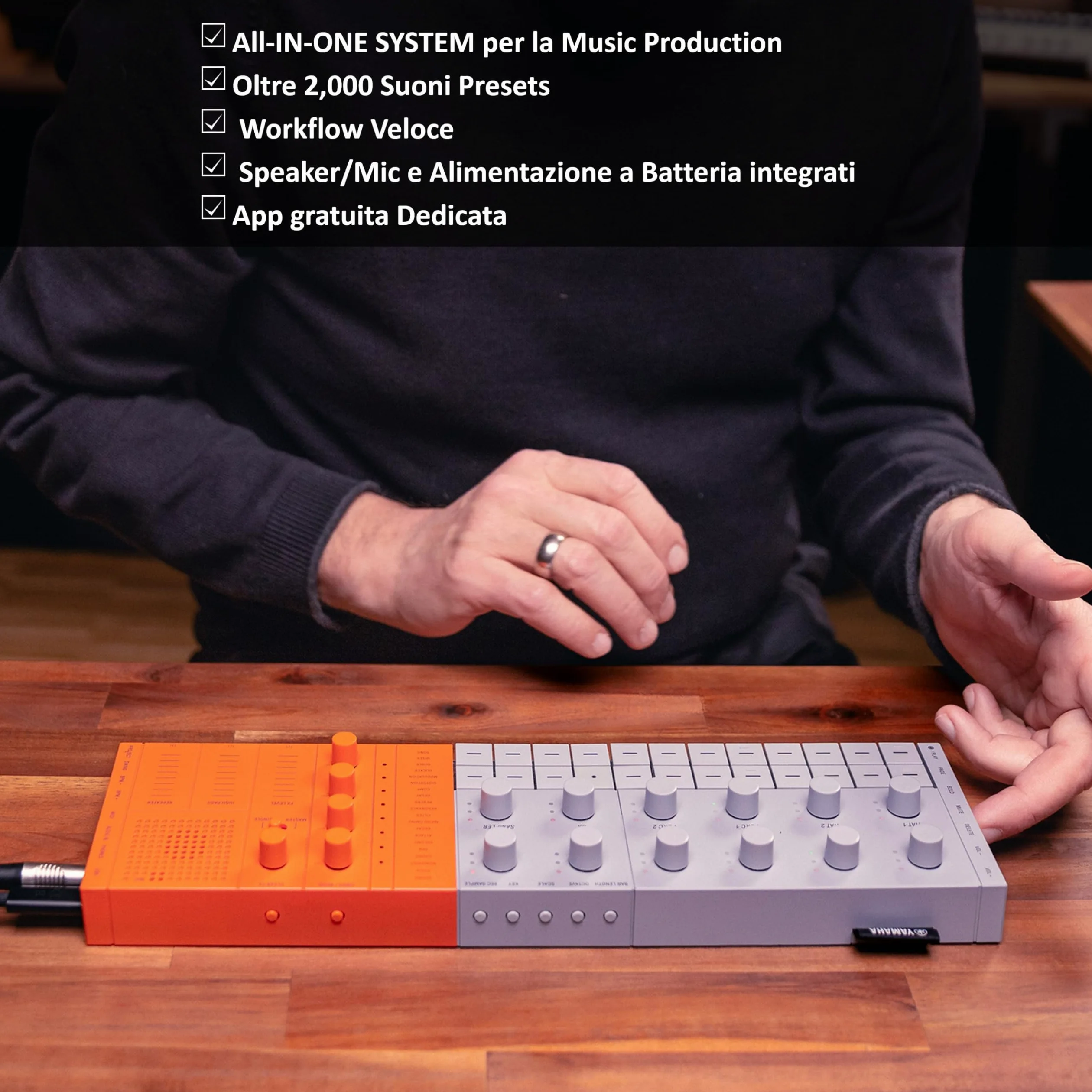 Yamaha SEQTRAK Mobile Music Ideastation – Studio di Produzione Musicale All-in-One con Motori Sonori Doppio, Campionamento Integrato, Altoparlante Incorporato e Batteria Ricaricabile – Arancio