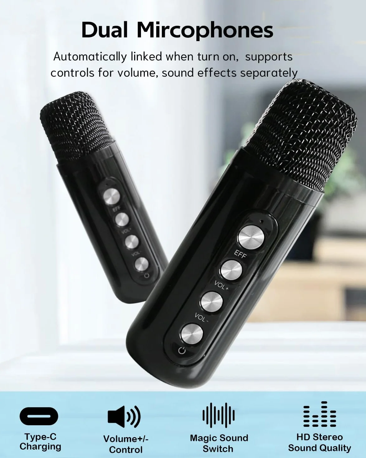 Karaoke con Microfono, Cassa Karaoke Professionale Completo per Bambini e Adulti, altoparlante Bluetooth portatile cassa con microfono, supporta schede TF/USB,AUX
