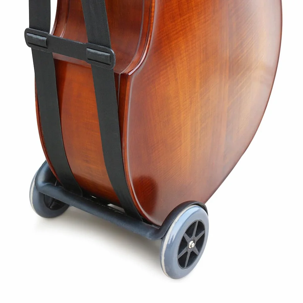 WUQIMUSC Carrello verticale per contrabbasso con ruote resistenti e cinghia regolabile, strumenti per bassi, dimensioni da 1/10 a 4/4, facile da trasportare