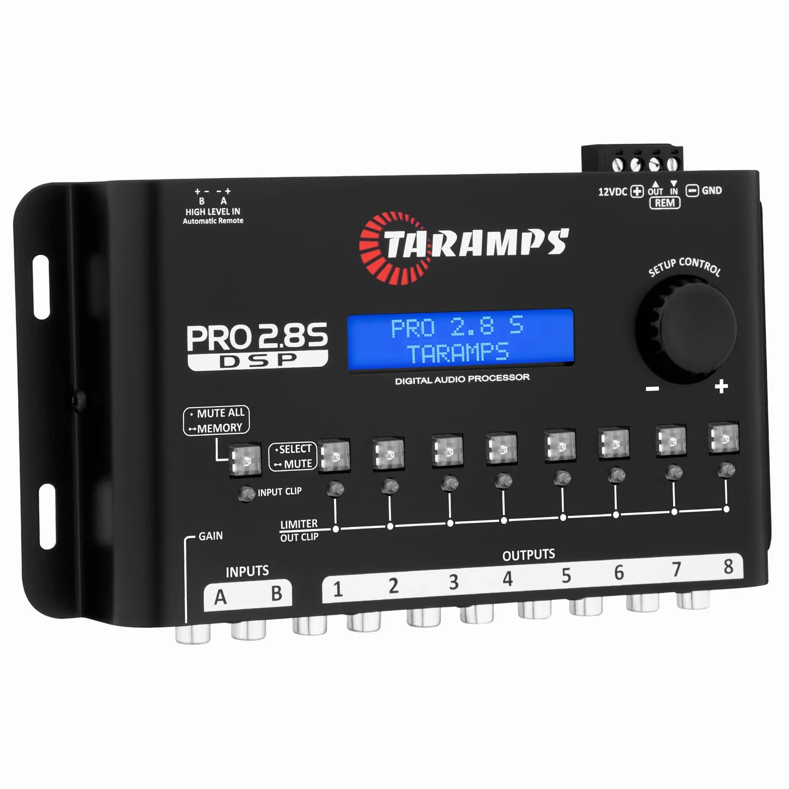 DSP Taramps Pro 2.8S Crossover Full Digital Signal Audio Processore ed equalizzatore con sequencer Equalizzazione grafica a 15 bande 12 equalizzazione preimpostata 2 canali in ingresso e 8 canali Out
