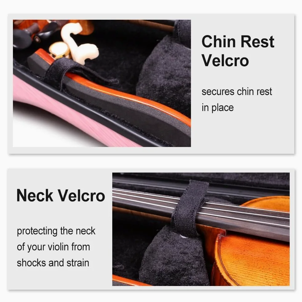 yinfente Custodia per violino 4/4 Full Size 1.9kg In Fibra di Carbonio Mezzo Rotondo Forma Viloin Bag Con Cinturino Combinazione Blocco E Accessori Borsa Rosa