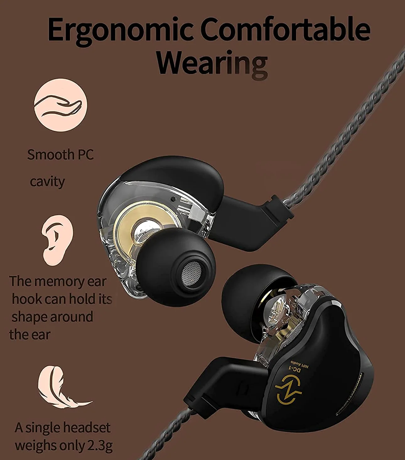 Yinyoo - Cuffie con monitor in ear CCZ, con funzione CCZ, con sistema audio HiFi Bass 1DD, per musicisti, palcoscenico, batterista per palestra, allenamento, corsa, chiesa