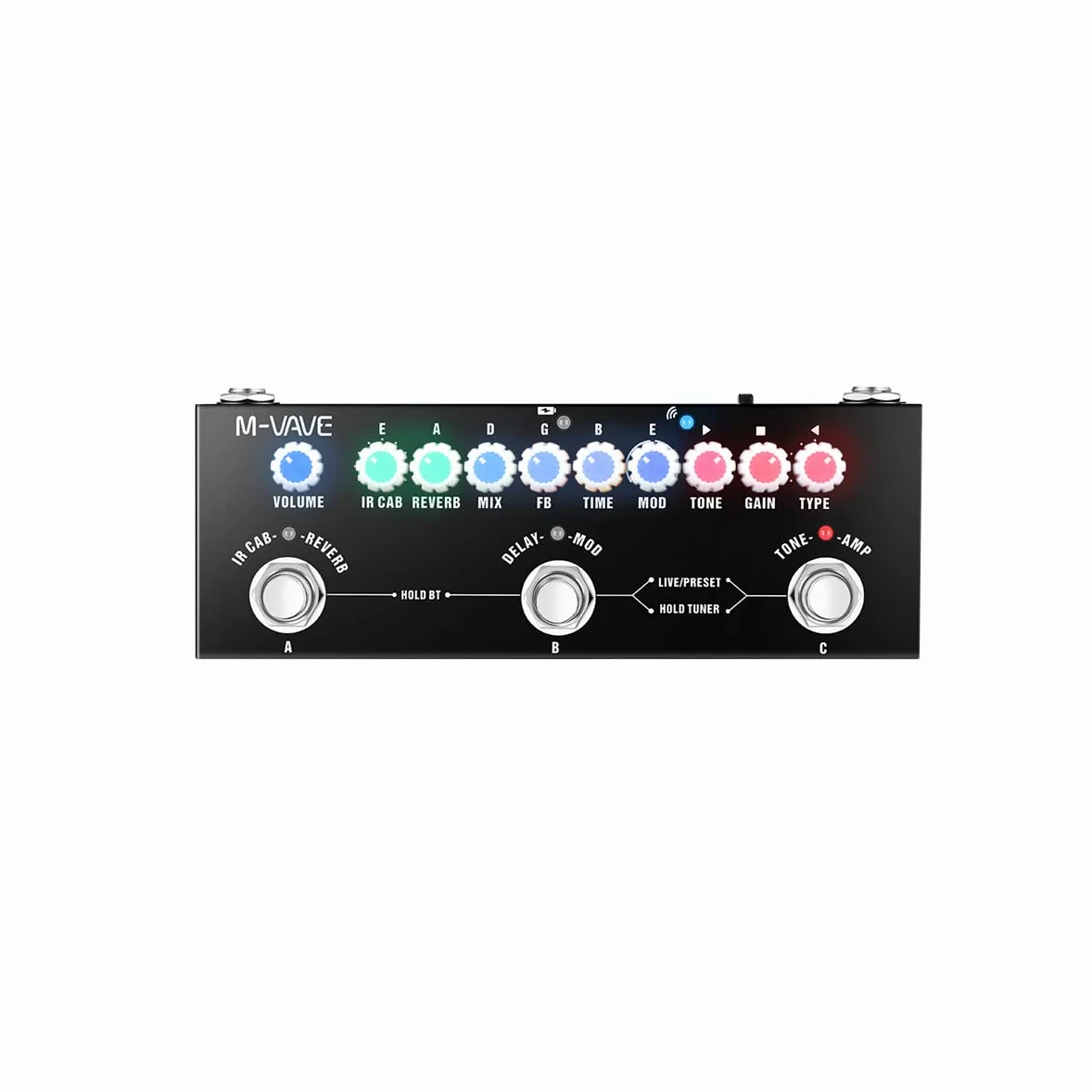 M-Vave Cube Baby - Multieffetto per chitarra, 8 emulazioni di amplificatori IR e 4 effetti (Chorus, Phaser, Delay e Reverb), Accordatore digitale integrato