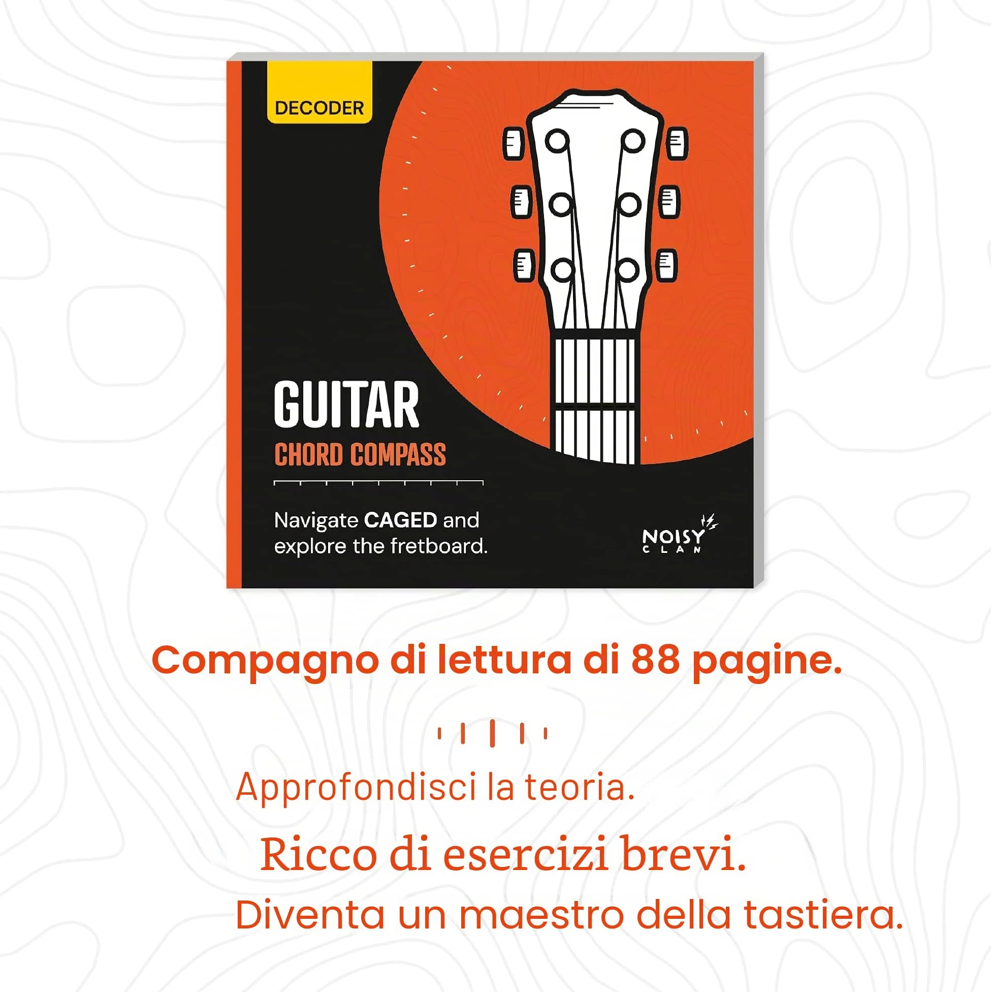 Bussola per Accordi di Chitarra Scorrevole e Libro - Impara il Sistema CAGED, Costruisci 1000+ Accordi in Qualsiasi Chiave, Strumento di Decodifica Visiva del Tastiera e Libro di Teoria - Per