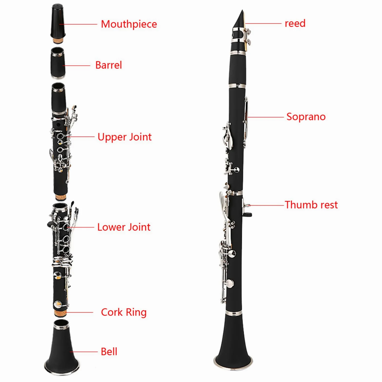 Generic Clarinetto in Bachelite con Tono B Discendente a 17 Tasti per Prestazioni Audio Fluide Nelle Bande Musicali
