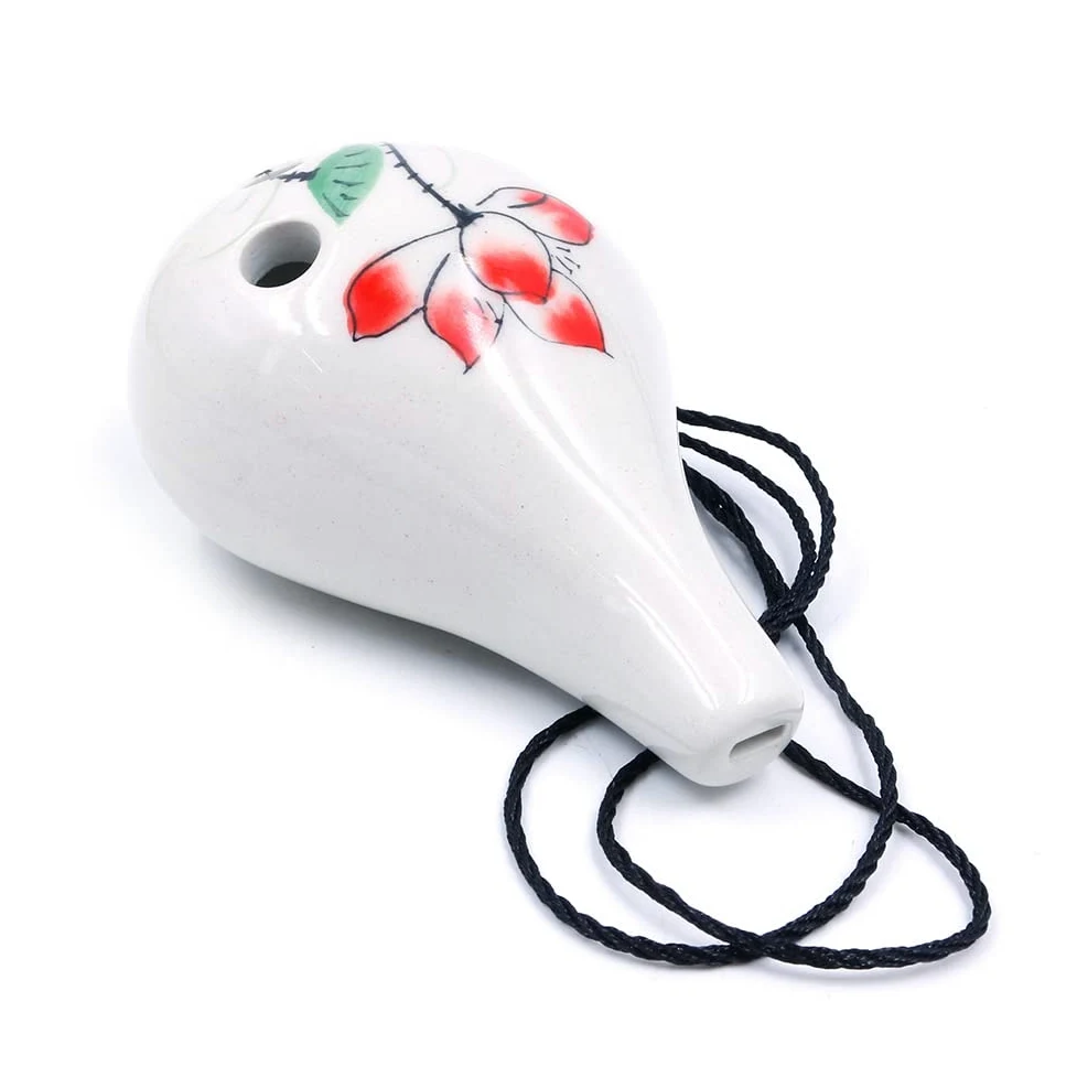 Alnicov Dipinto a mano "Lotus" 6 fori Ocarina, bottiglia di vino stile Alto C Ocarina, perfetto per principianti