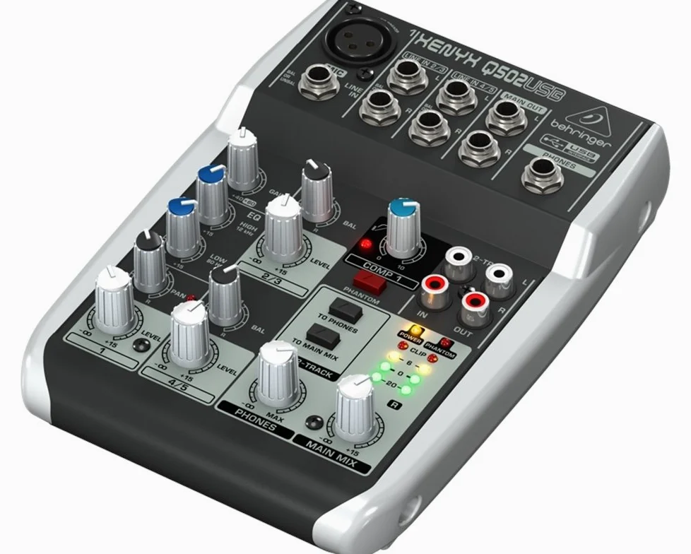 Behringer Q502 USB mixer passivo interfaccia audio per karaoke, live, home recording, studio project