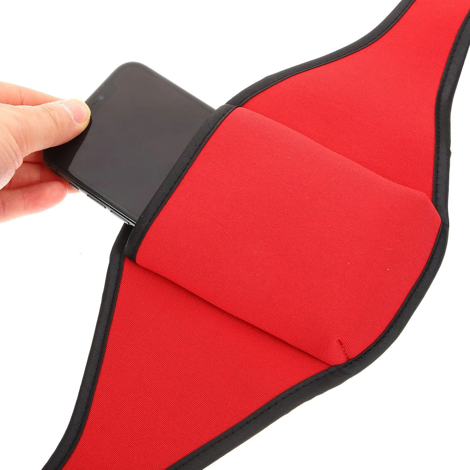 Borsa Cintura per Microfono Fitness in Fibra di Poliestere Rossa, Portamicrofono Sicuro e Discreto per Sport e Palcoscenico