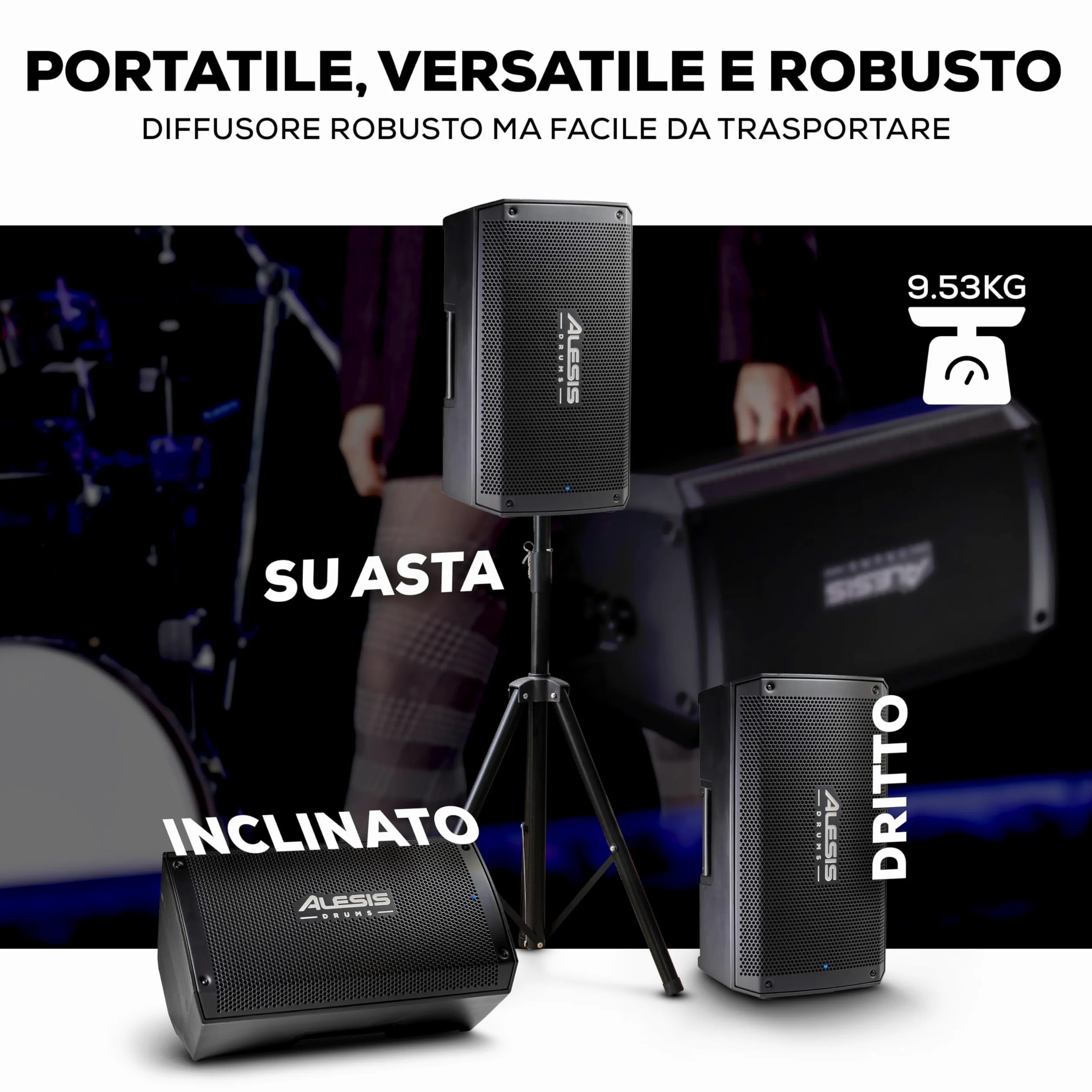 Alesis Strike Amp 8 MK2 - Amplificatore da 2000 W per batteria elettronica con Bluetooth, woofer da 8", EQ HPF e switch per messa a terra
