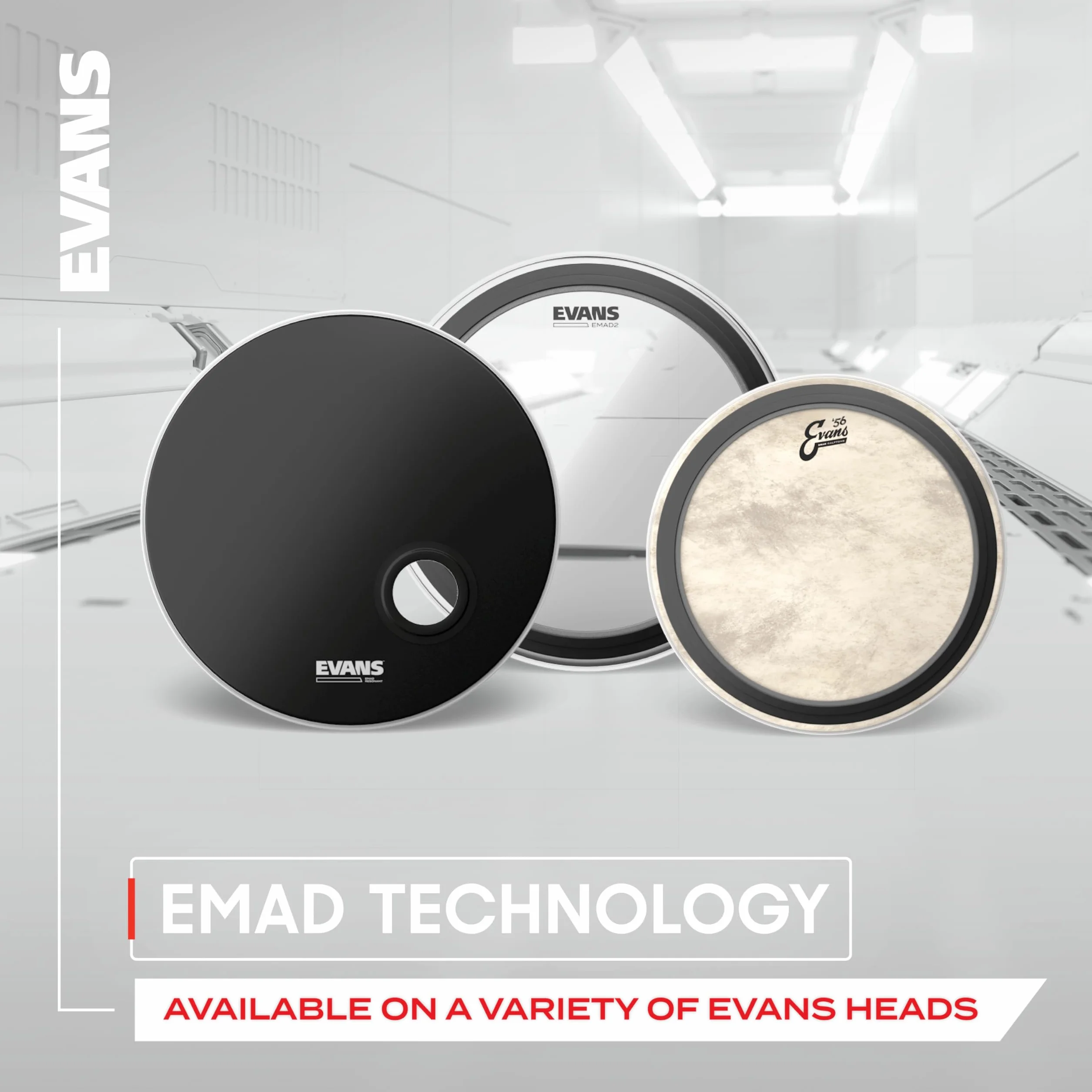 Evans EMAD2 System - Confezione per grancassa, contiene 1 testa per grancassa, 1 testa per grancassa, 2 anelli di smorzamento intercambiabili e anelli di smorzamento in schiuma, personalizzazione del