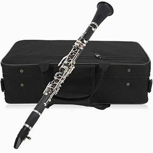 Strumento Musicale Clarinetto Chiave in Sib, Set Clarinetto 17 Chiavi in ​​Sib in Legno con Panno per Pulizia Scatola per Cacciavite a Lamella Strumento Musicale (BLACK)