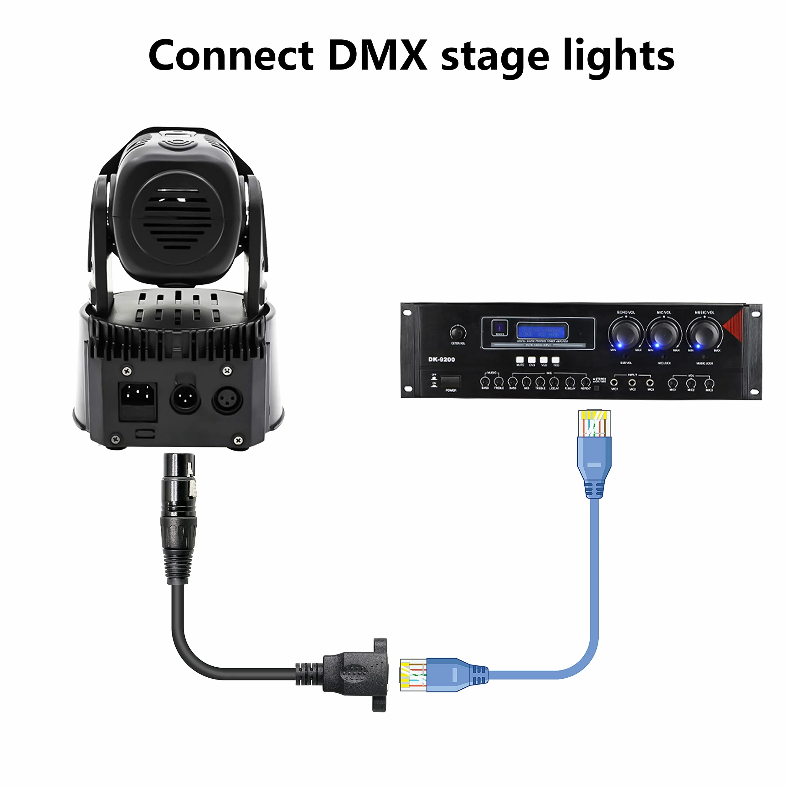 GELRHON Adattatore XLR 3 pin a RJ45 femmina, XLR maschio, cavo di prolunga per connettori di rete