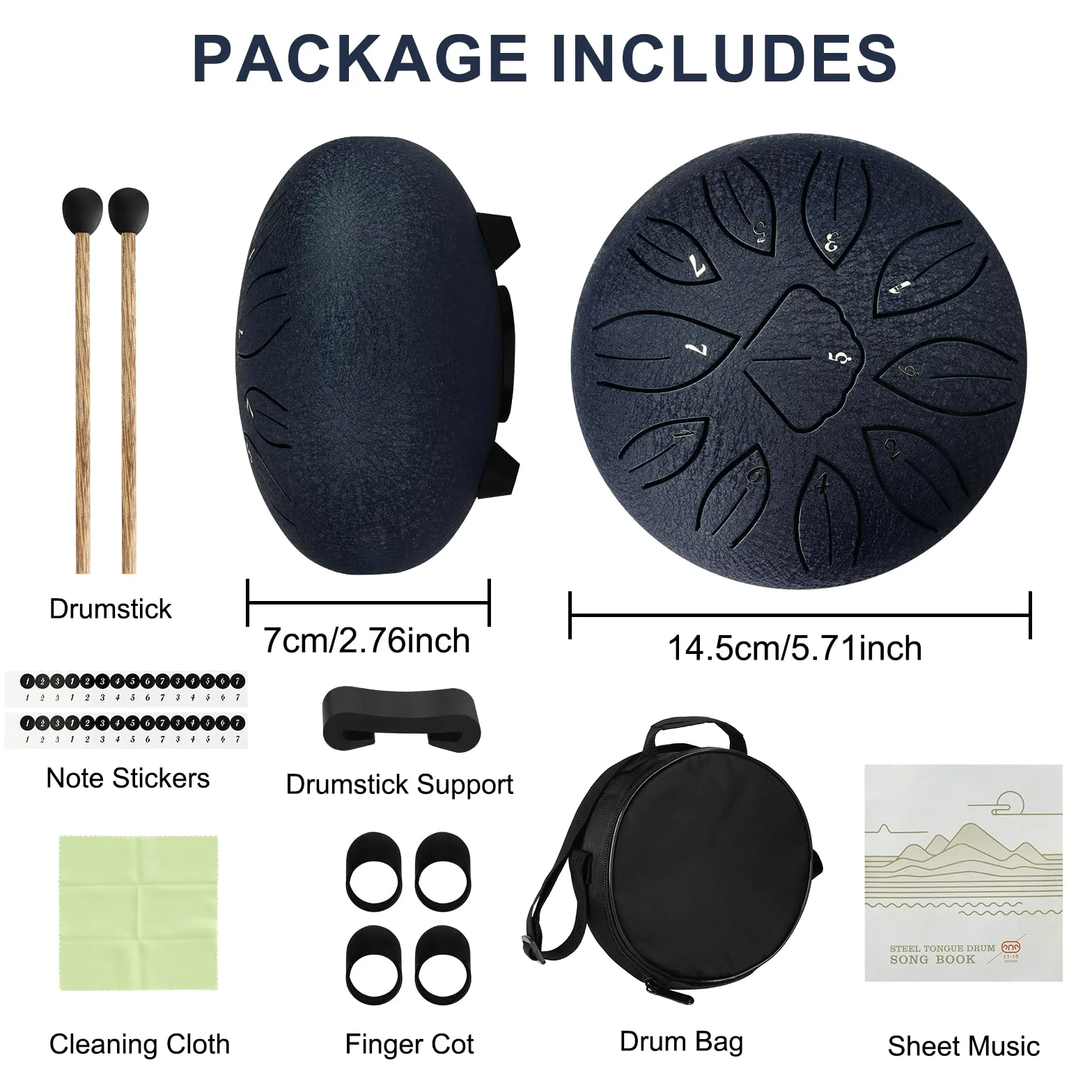 Steel Tongue Drum,Tamburo del Handpan,6 Pollici 11 Note Do Maggiore Accordato Tamburi in Acciaio,Strumento a Percussione Tamburo,con Bacchette per Tamburi Note Sticks per Yoga Sound Healing