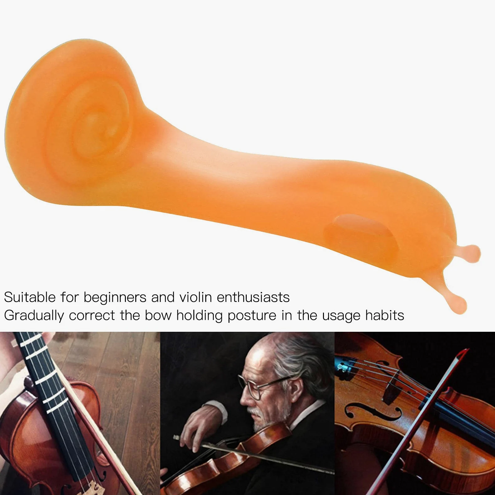 Impugnatura per arco per violino, accessori per violino professionale a forma di lumaca per gli appassionati di violino per violino/viola sussidio didattico per principianti(arancia)